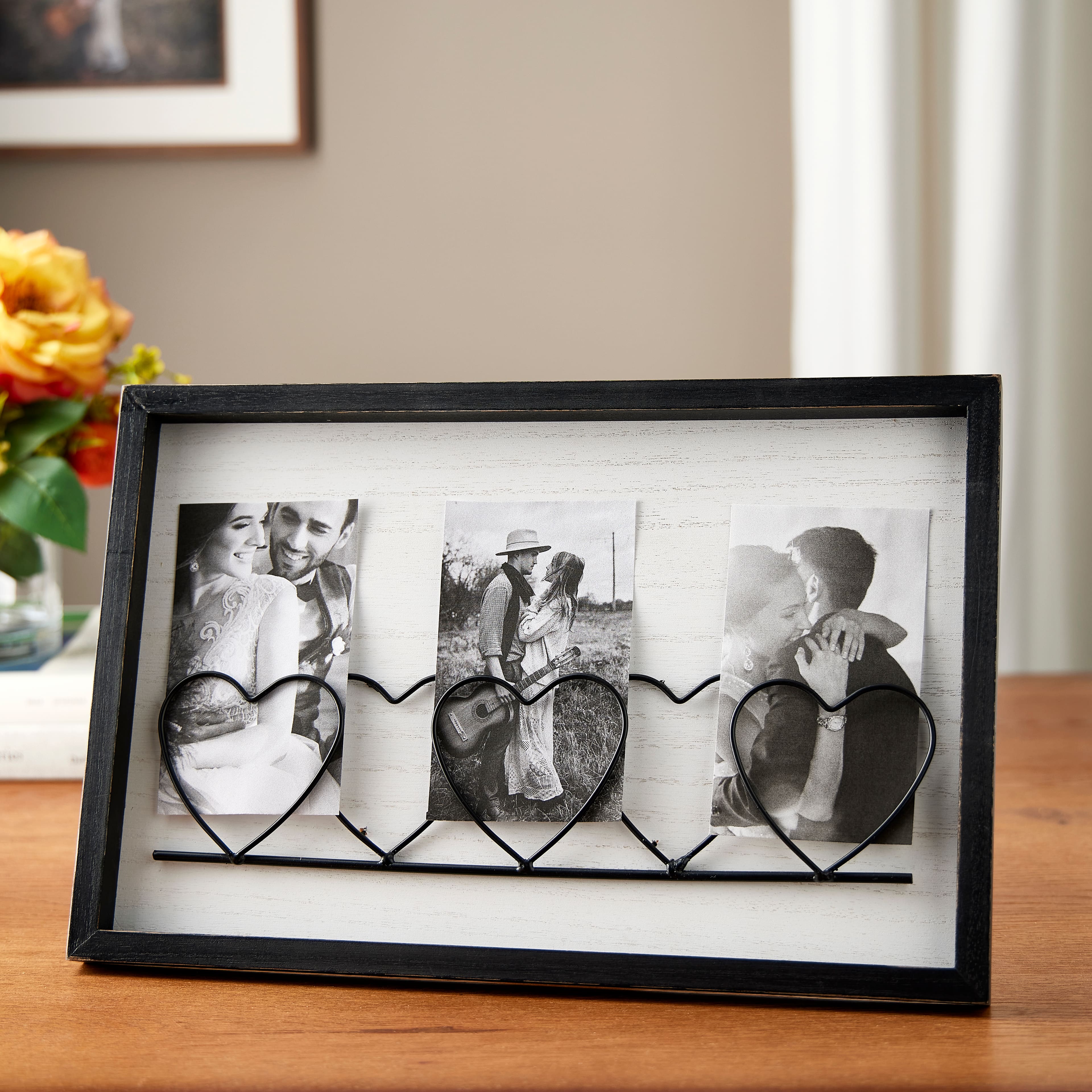 6 Pack: Black &#x26; White Wire Heart Collage Frame by Studio D&#xE9;cor&#xAE;