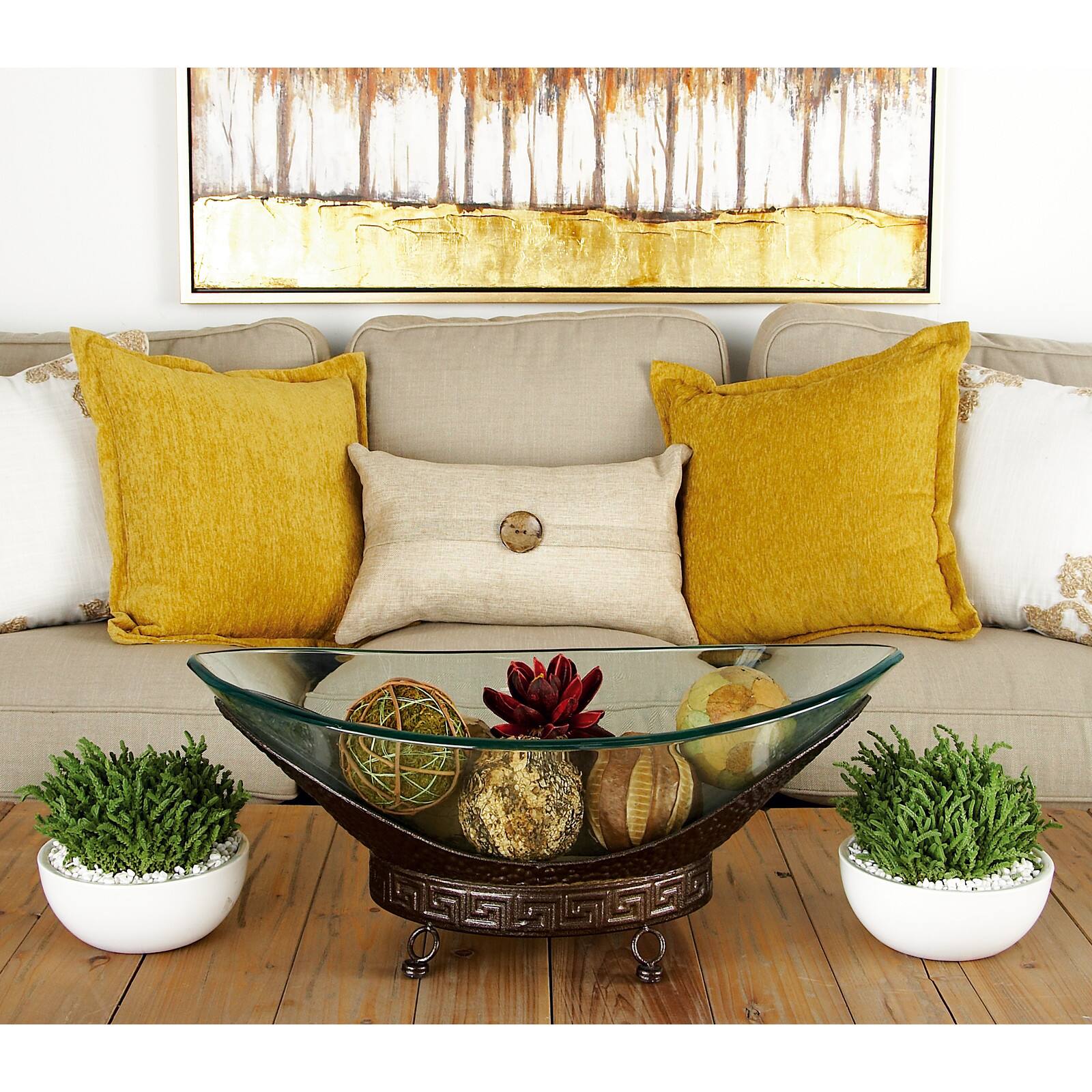 Copper Glass and Metal Traditional Serving Stand, 8" x 24" x 14"