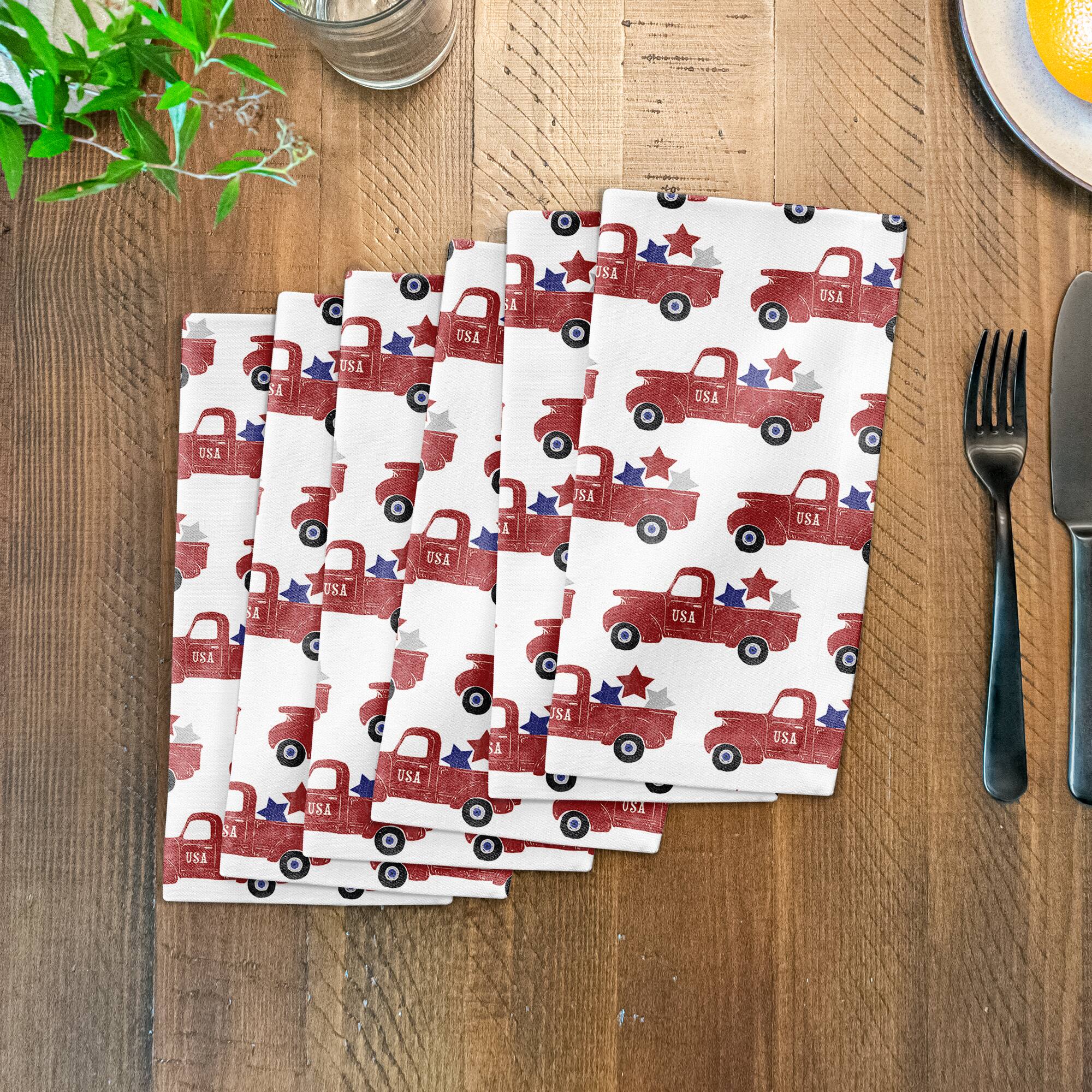 Patriotic Truck Pattern Cotton Twill Napkin