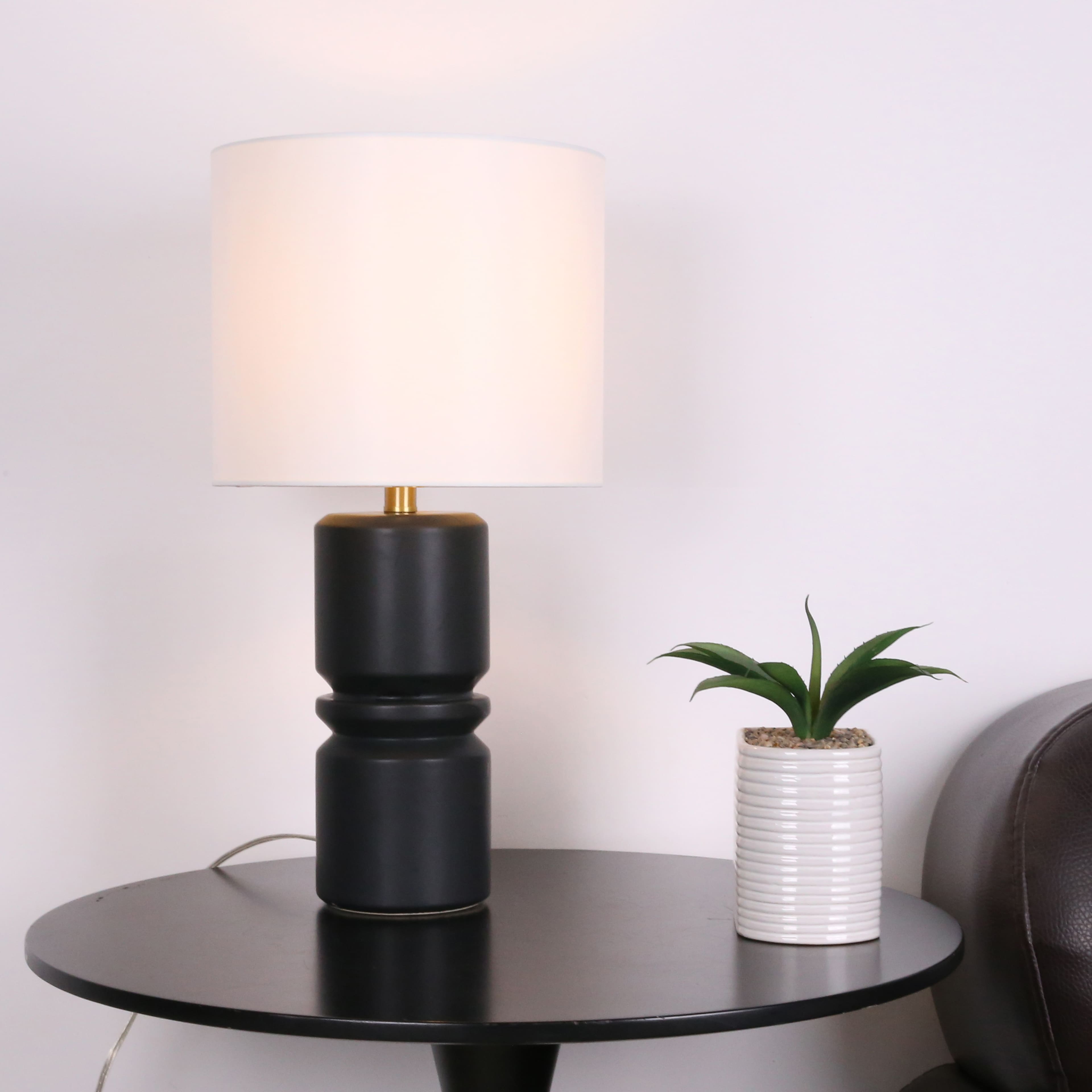 22&#x22; Black Ceramic Table Lamp with White Fabric Shade by Ashland&#xAE;
