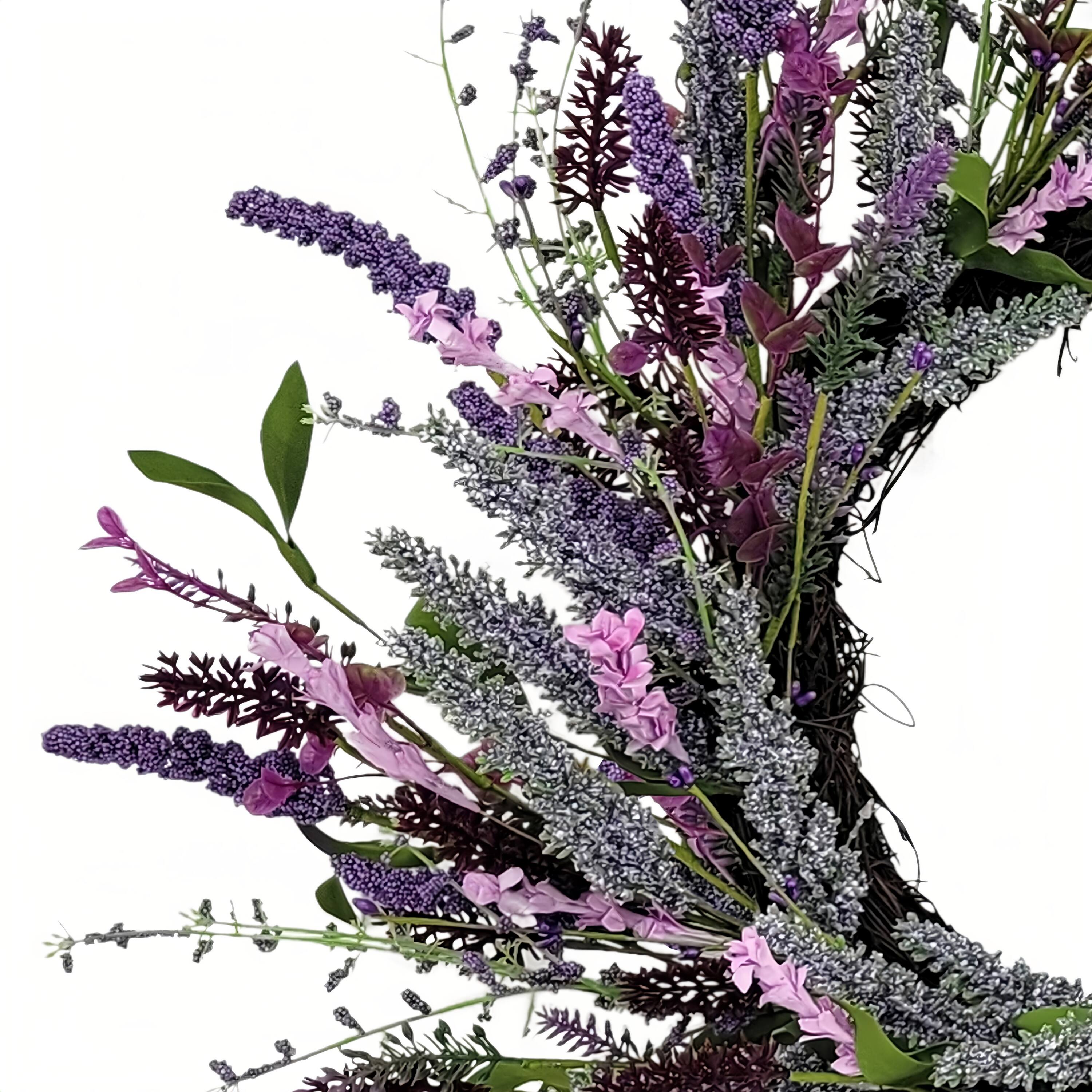 24" Artificial Lavender Floral Spring Wreath