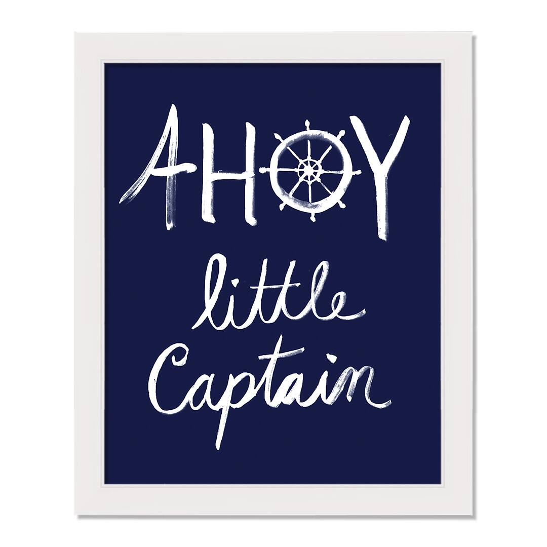 Ahoy Little Captain White Framed Nautical Wall Décor