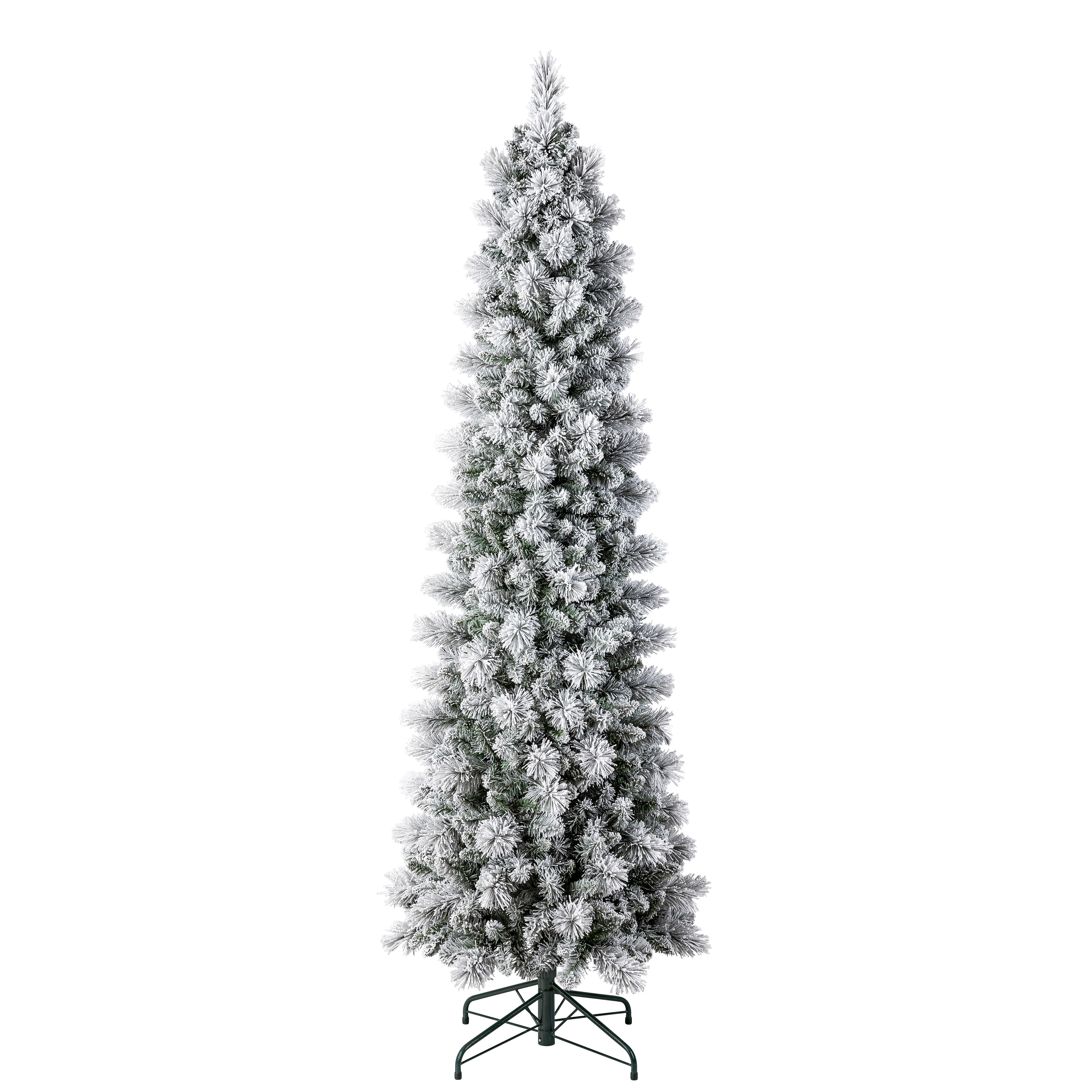 7ft. Pre-Lit Flocked Slim Artificial Christmas Tree, Warm White LED Lights by Ashland&#xAE;