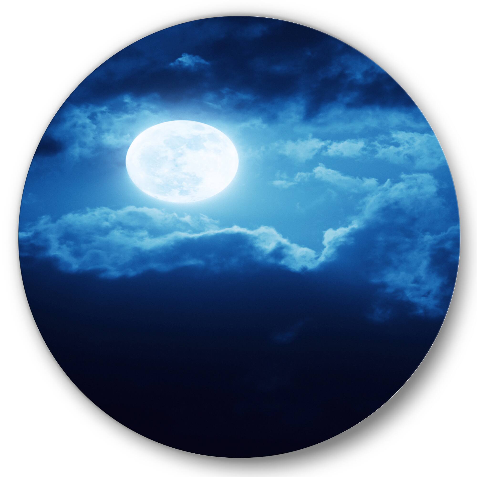 Designart - Full Moon In Cloudy Night Sky III