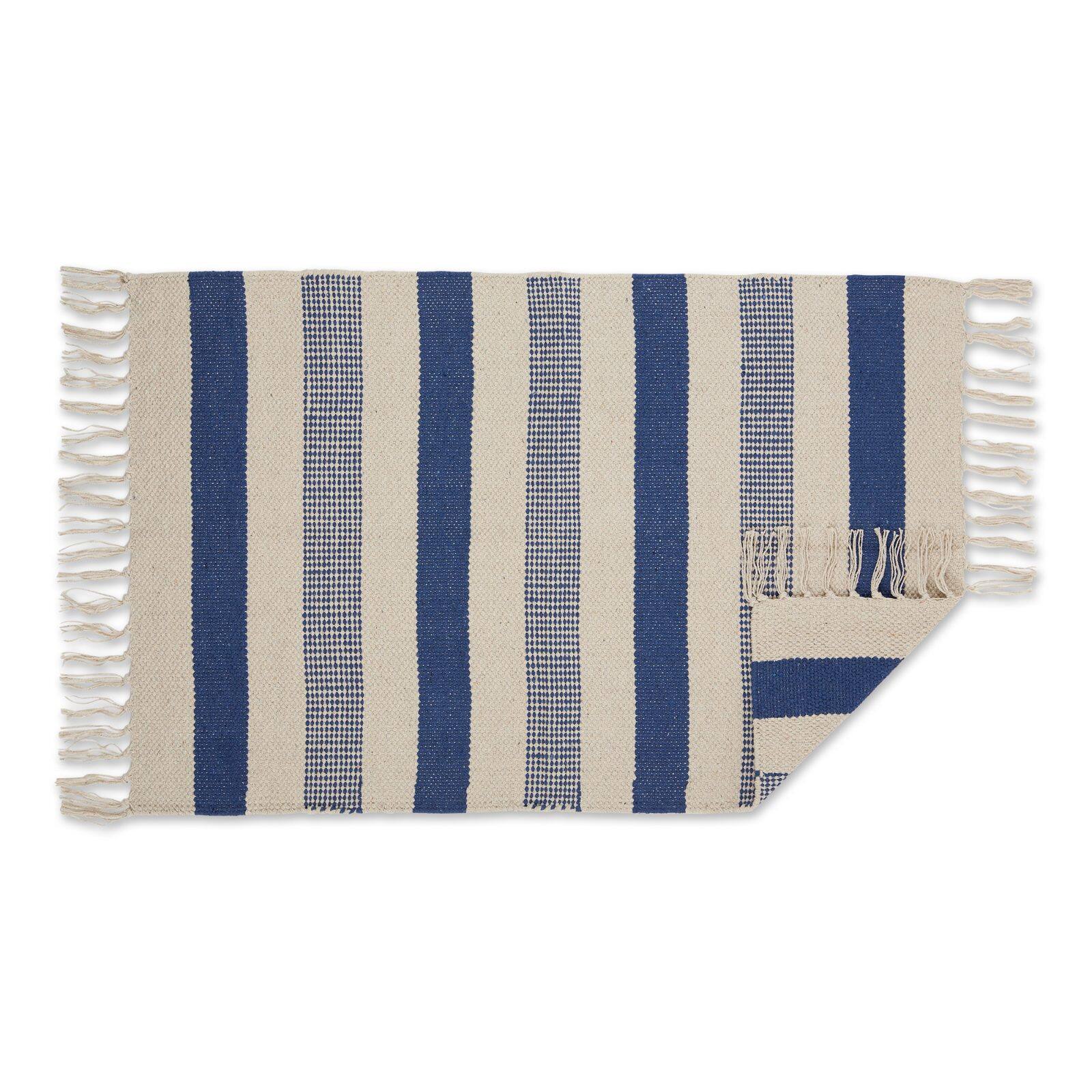 DII&#xAE; French Blue Combo Stripe Hand-Loomed Rug, 2ft. x 3ft.