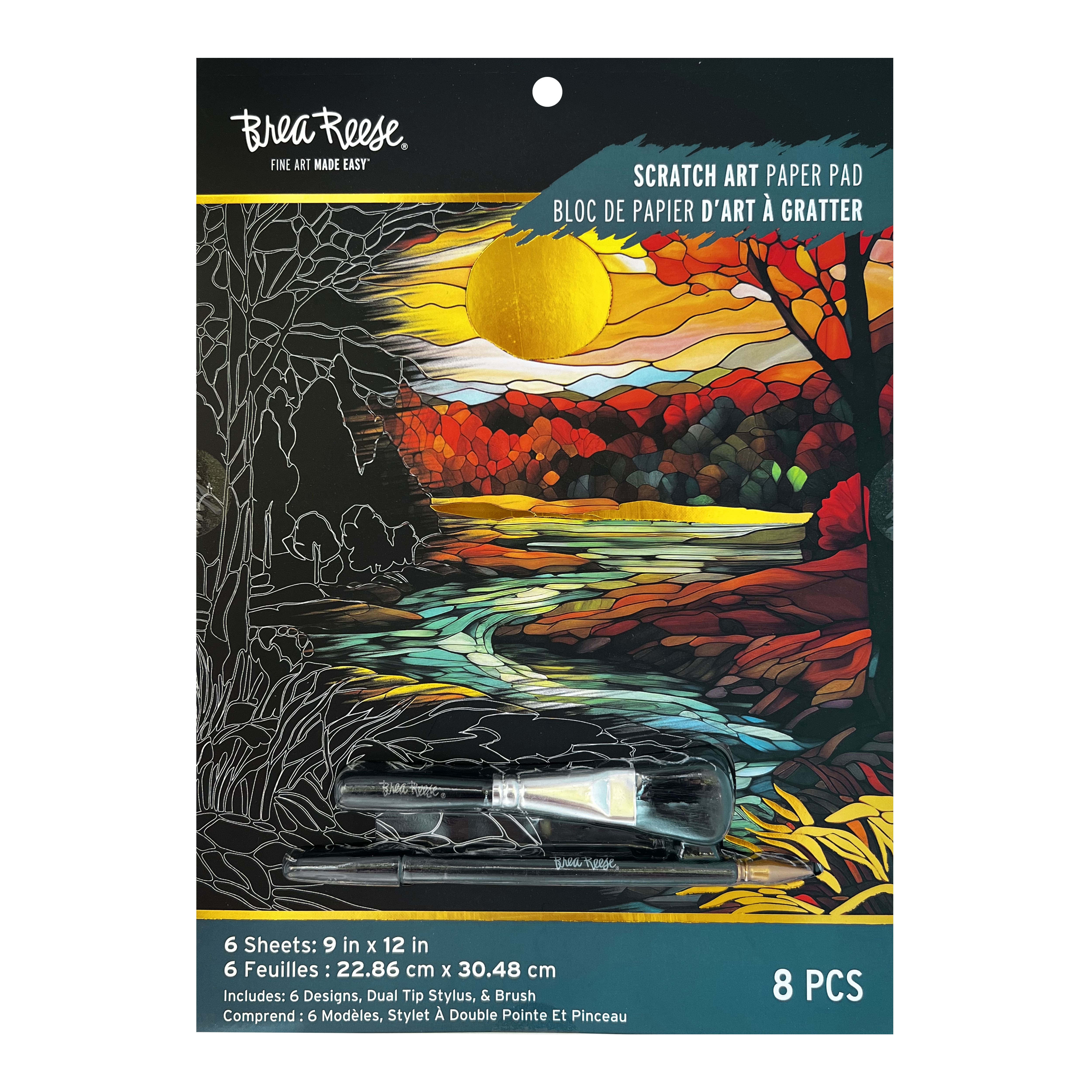 Brea Reese™ 9" x 12" Stained Glass Fall Scratch Art Paper Pad