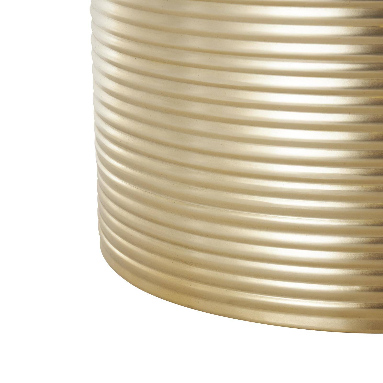 Gold Metal Metallic Ribbed Drum Accent Table Set