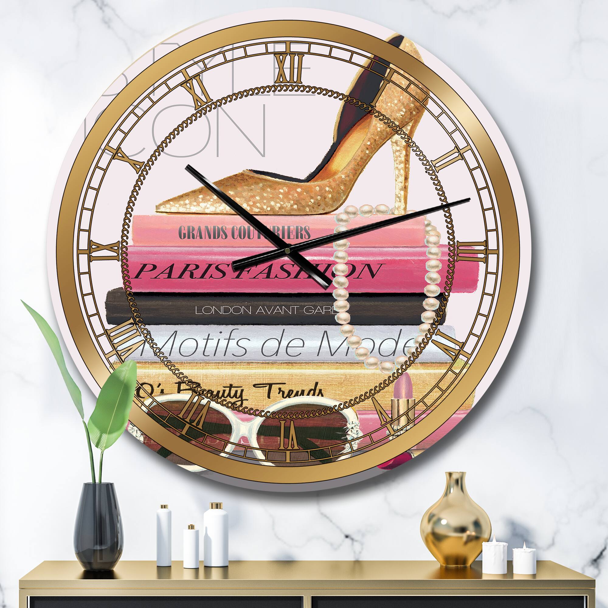 Designart 'Paris Glamourous Gold Style Iii Glam Wall Clock