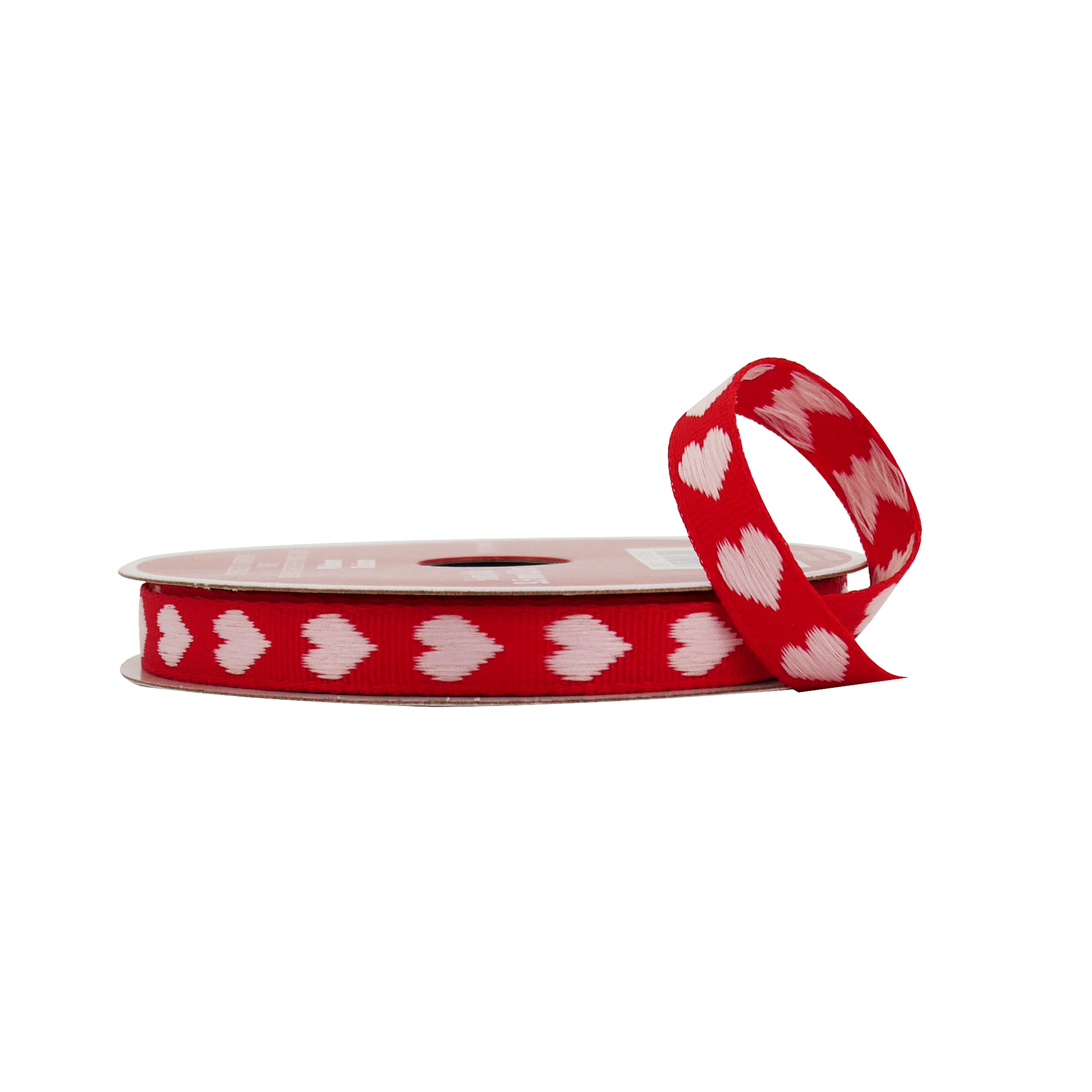 3/8" x 12ft. Red & White Hearts Ribbon by Celebrate It®