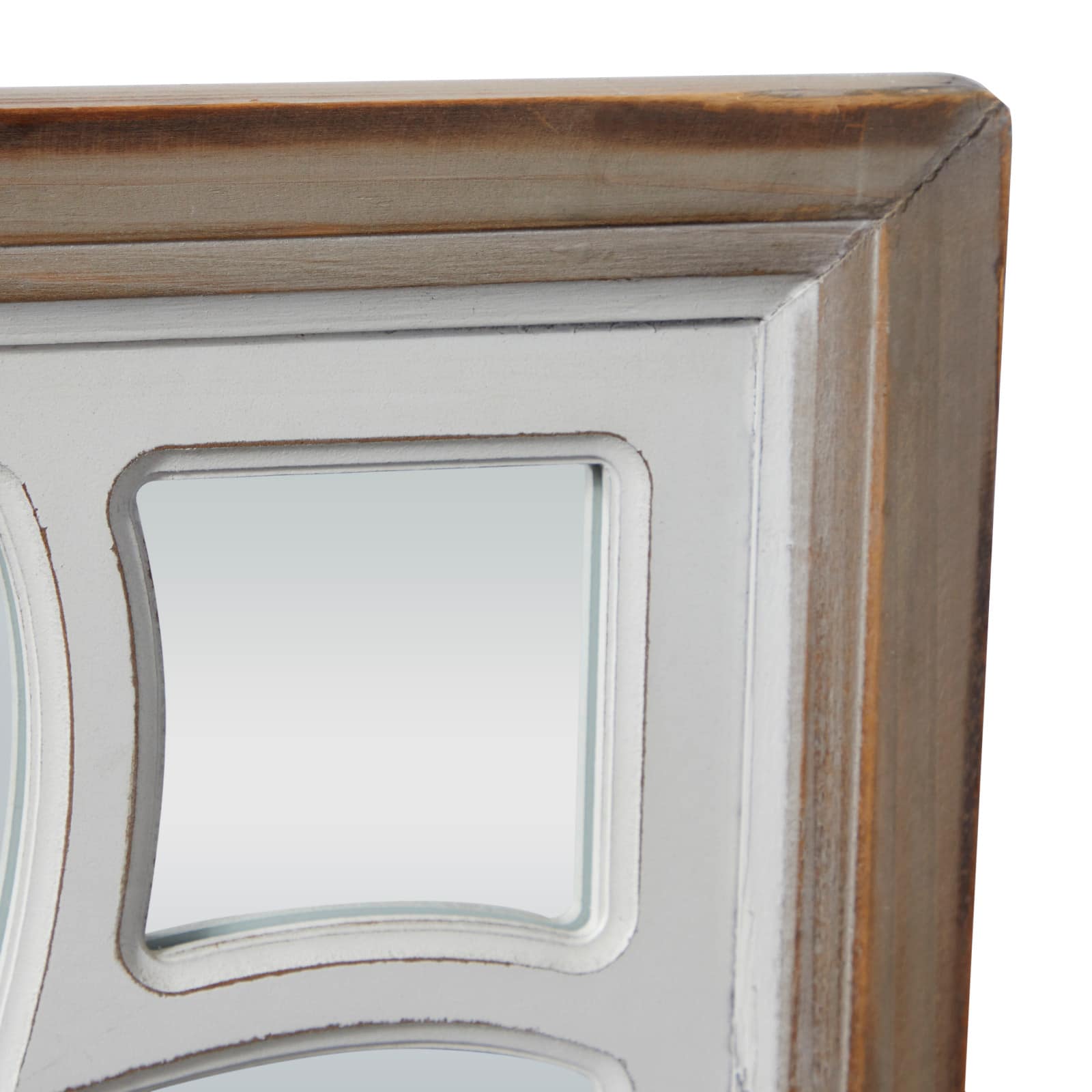 White Vintage Wood Wall Mirror, 30&#x22; x 30&#x22;