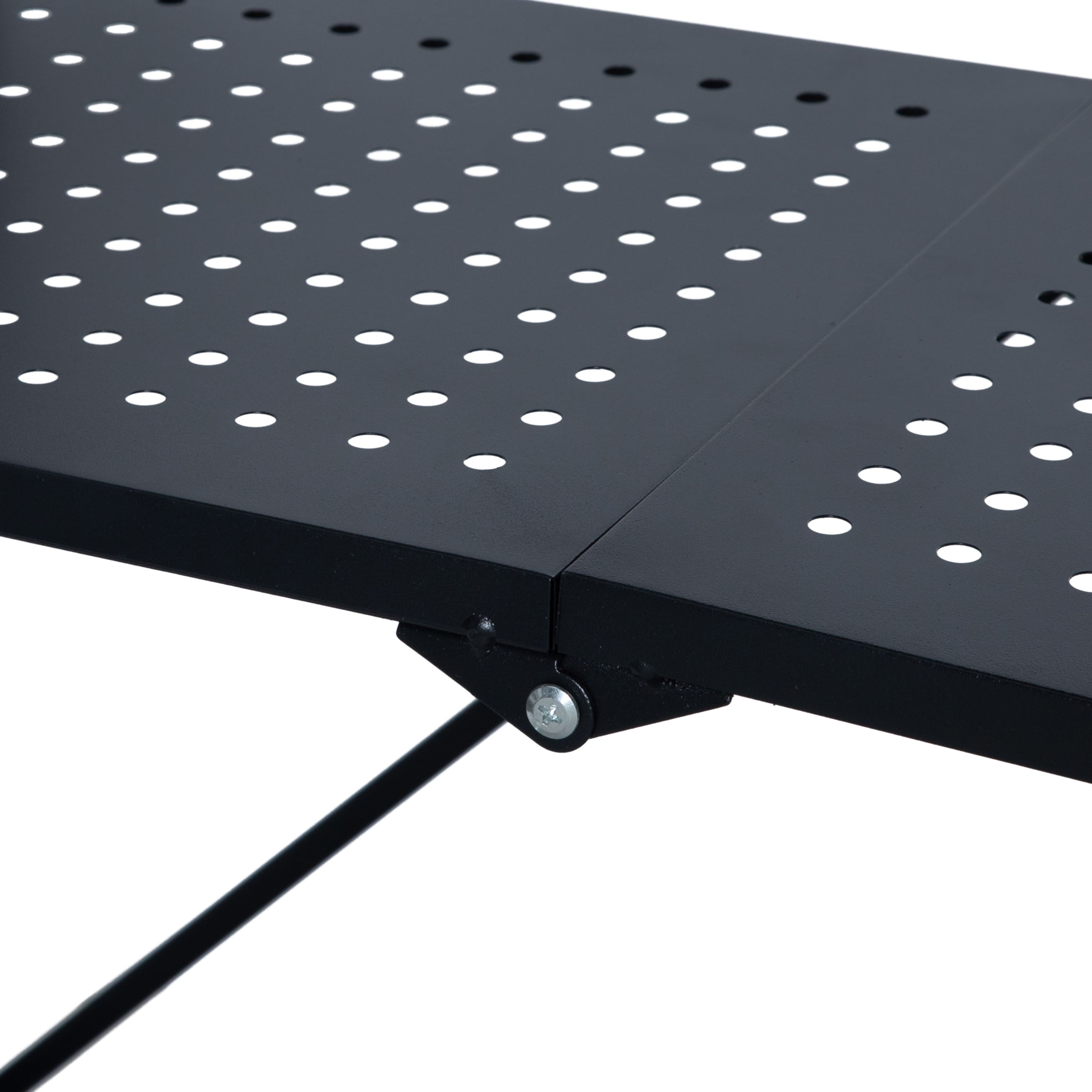 Organize It All Black 3-Tier Foldable Metal Rack with Wheels