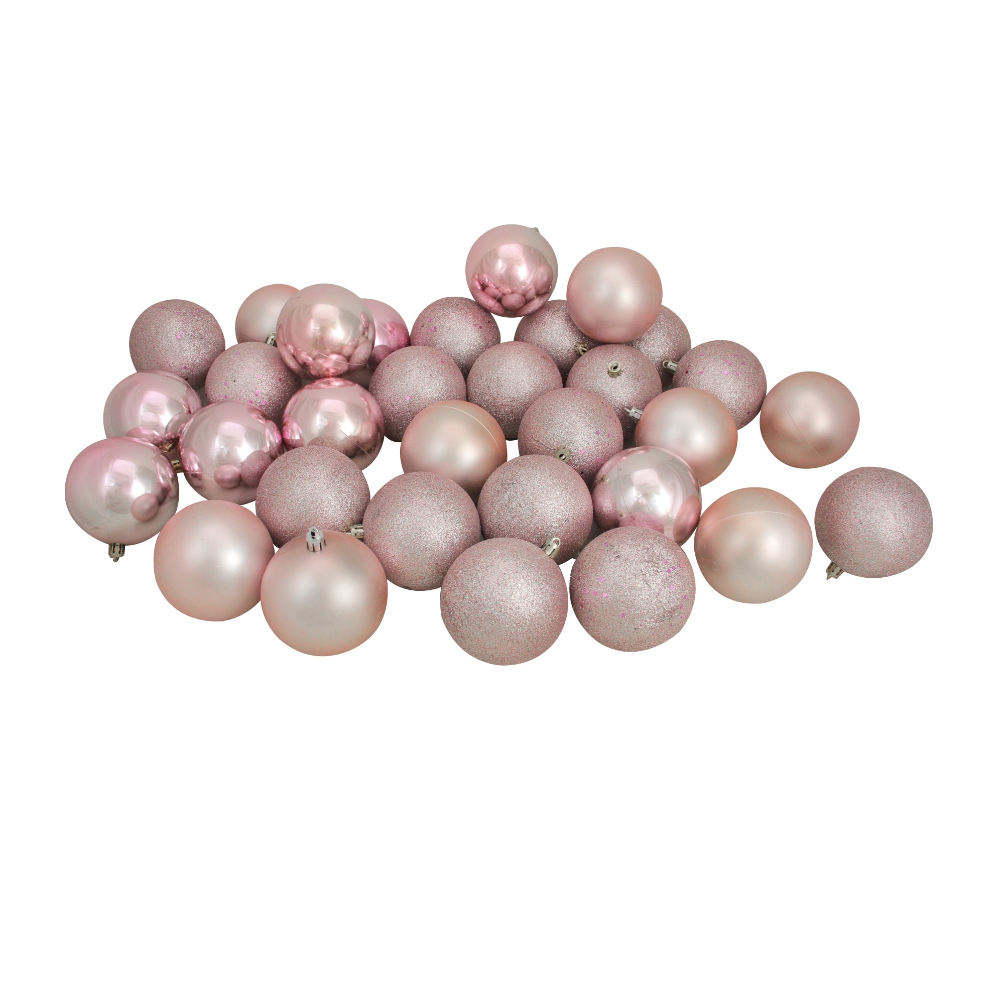 32ct. 3.25" 4-Finish Blush Pink Shatterproof Ball Ornaments