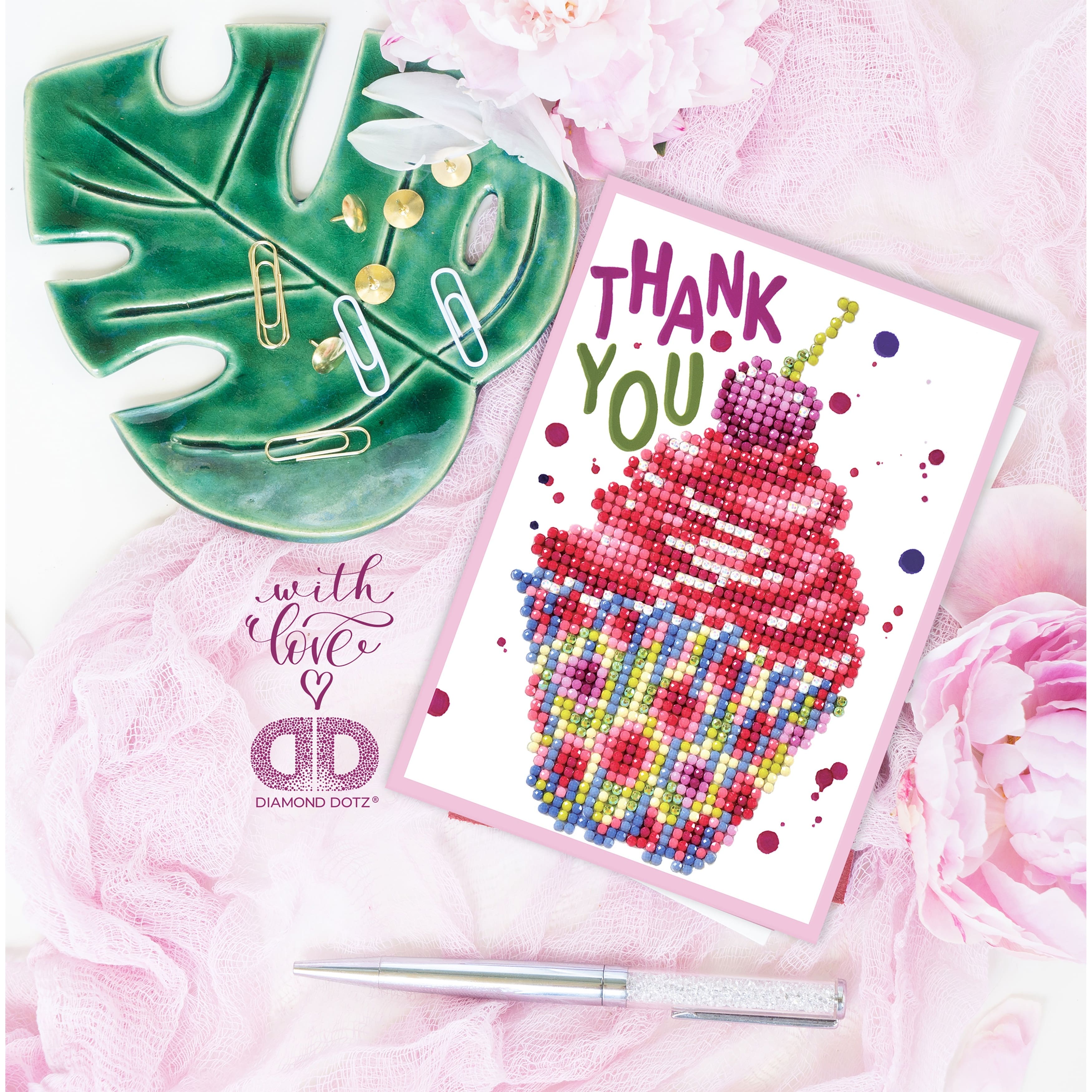 Diamond Dotz&#xAE; Cupcake Thank You Facet Art Card Kit