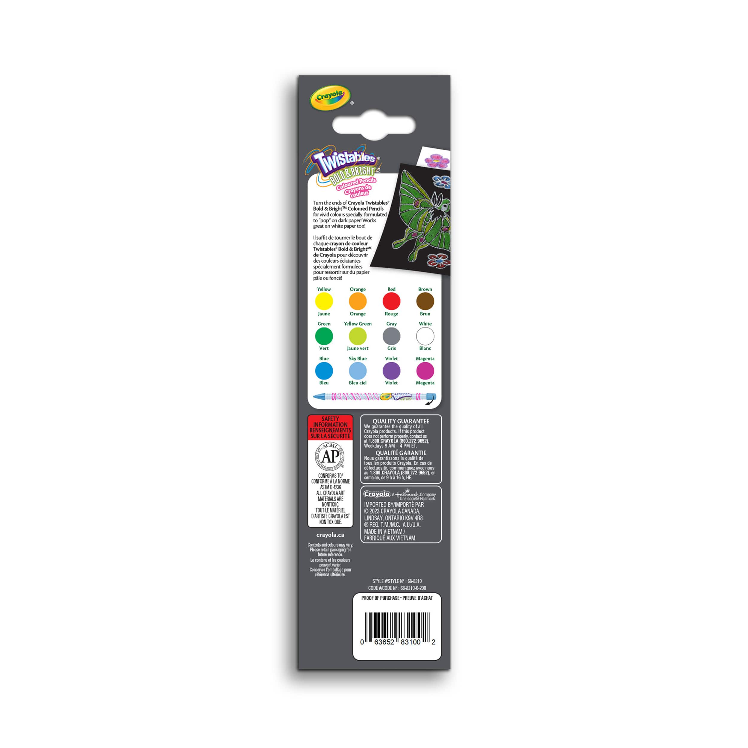 Crayons de couleur Bold & Bright Twistables de Crayola, 12 unités