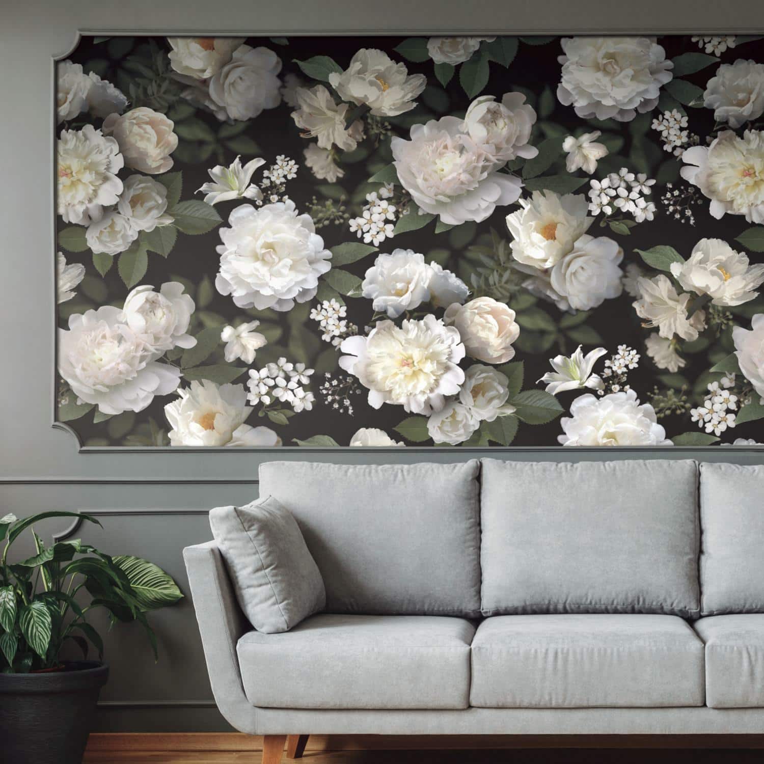 RoomMates Black Photographic Floral Mural