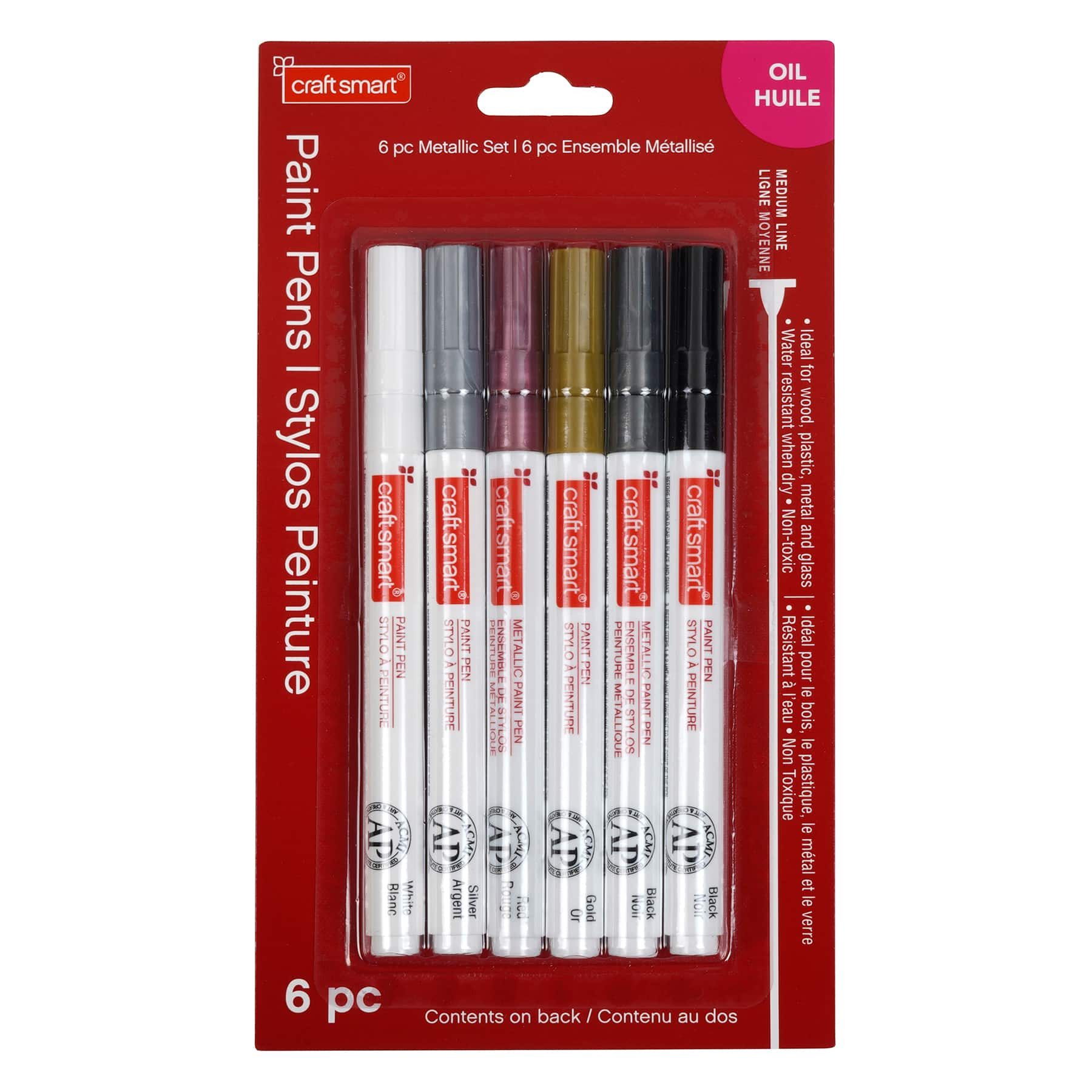 12 Packs: 6 ct. (72 total) Metallic Medium Line Paint Pen Set by Craft Smart&#xAE;