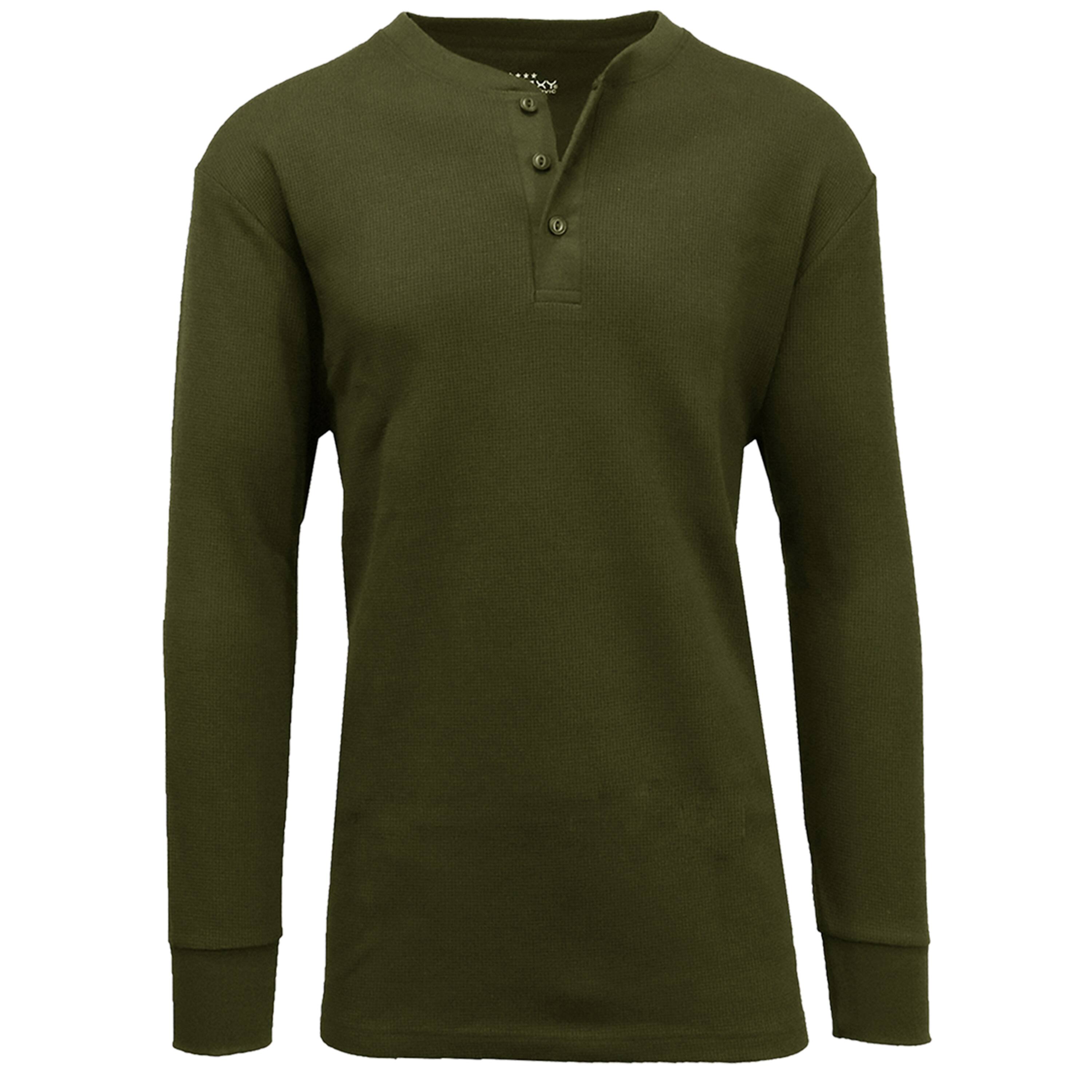 Men's Long Sleeve Waffle-Knit Thermal Henley Shirt