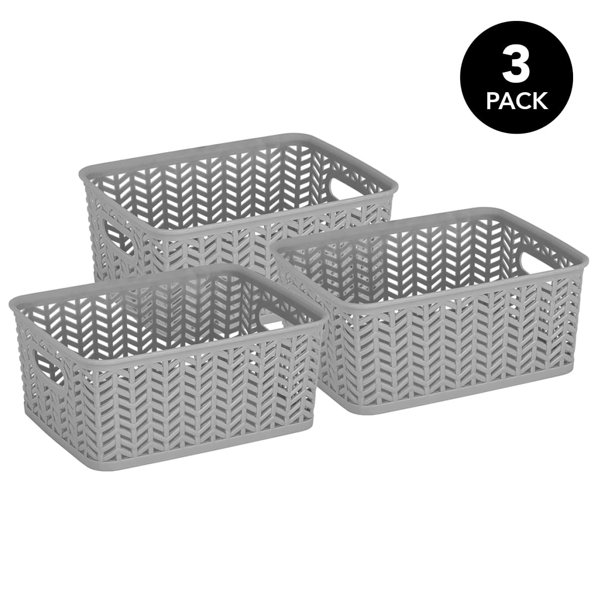Simplify Small Herringbone Storage Basket, 3ct.