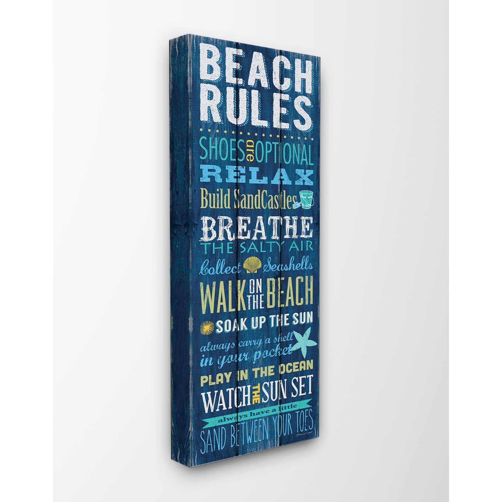 Stupell Industries Blue Beach Rules Canvas Wall Art | 10" x 24" | Michaels&reg;