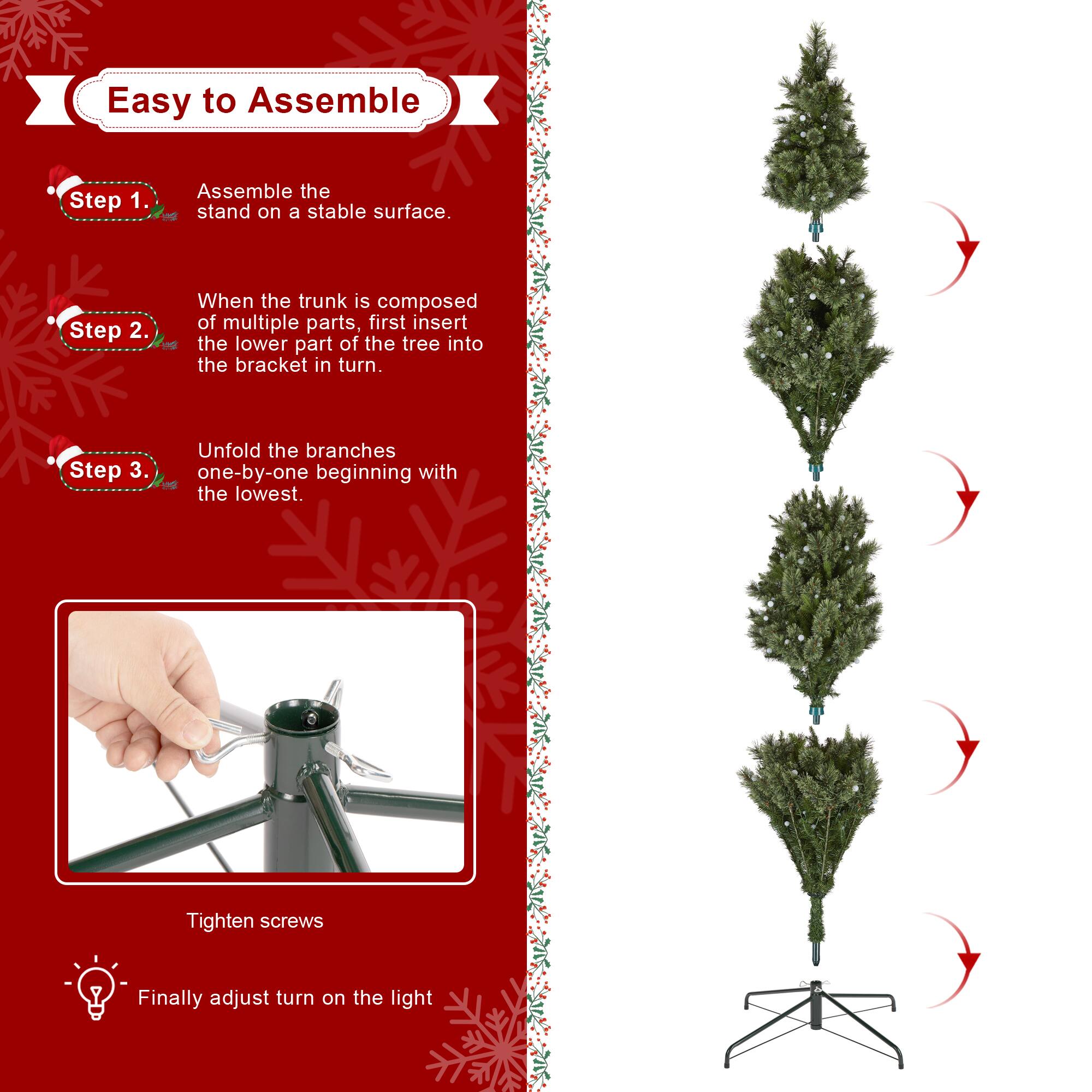 Glitzhome&#xAE; 9ft Pre-Lit Green Cashmere Slim Pine Artificial Christmas Tree, Multicolor LED Lights