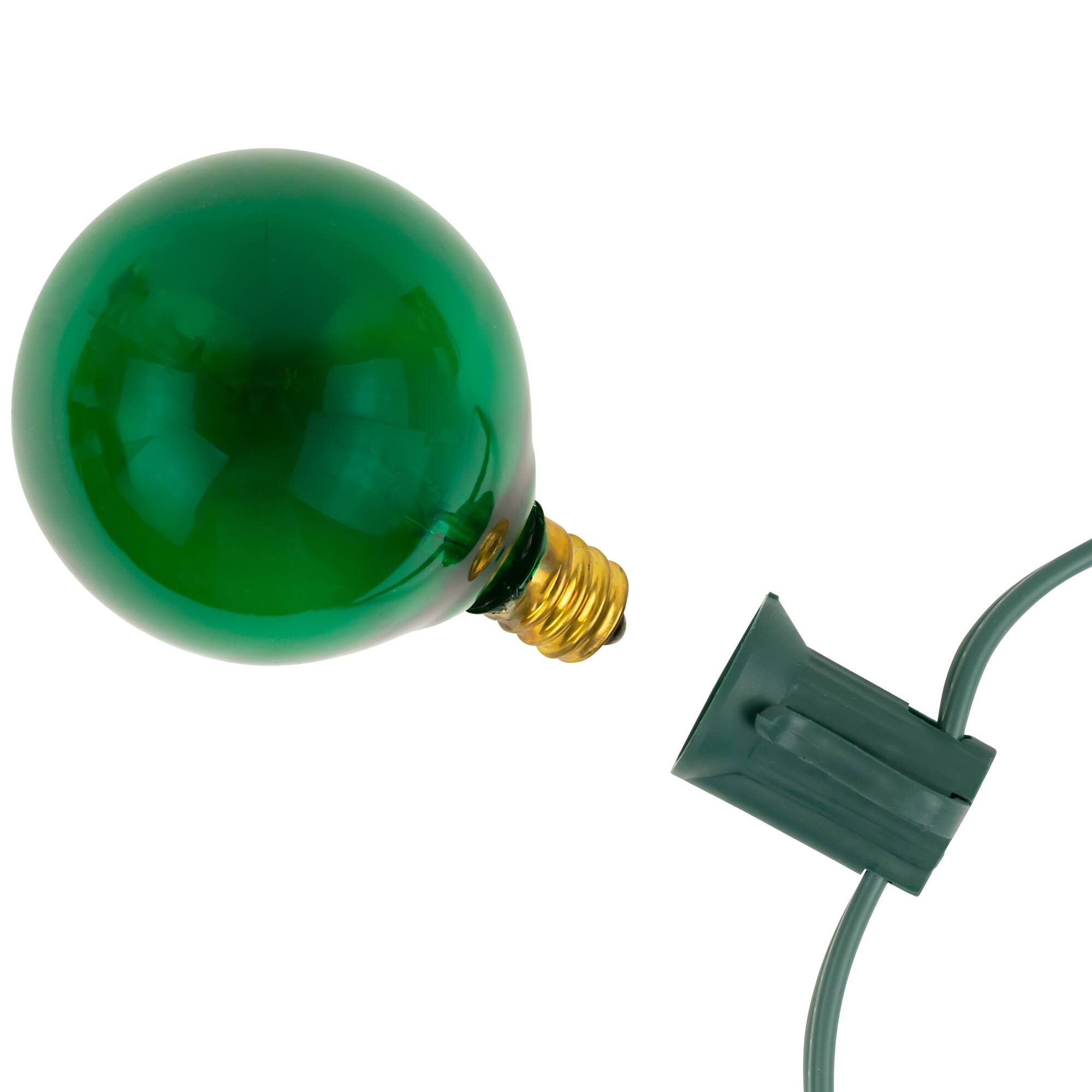 10-Count Green G50 Globe Christmas Patio Lights- 9ft Green Wire