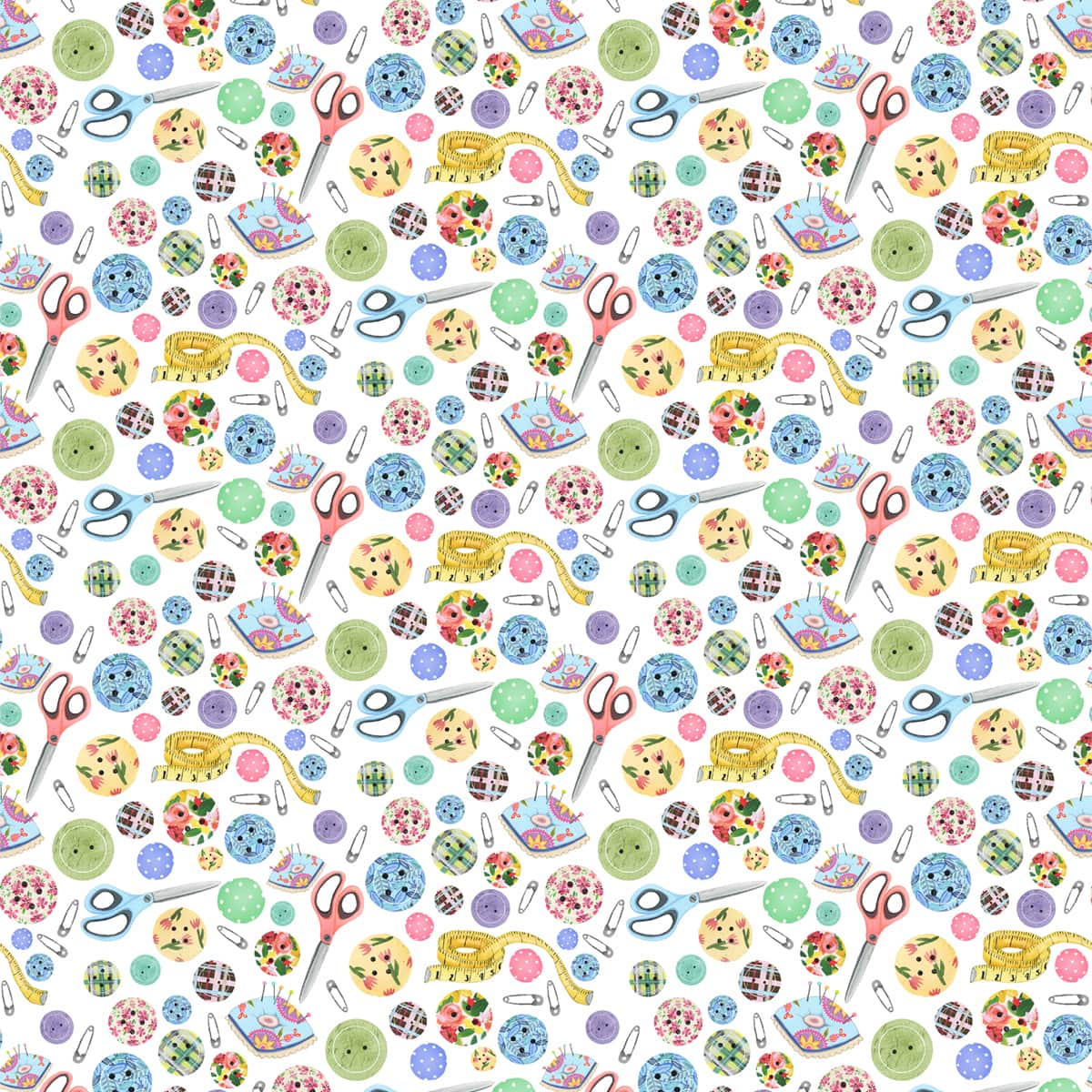 Springs Creative Buttons Toss Cotton Fabric