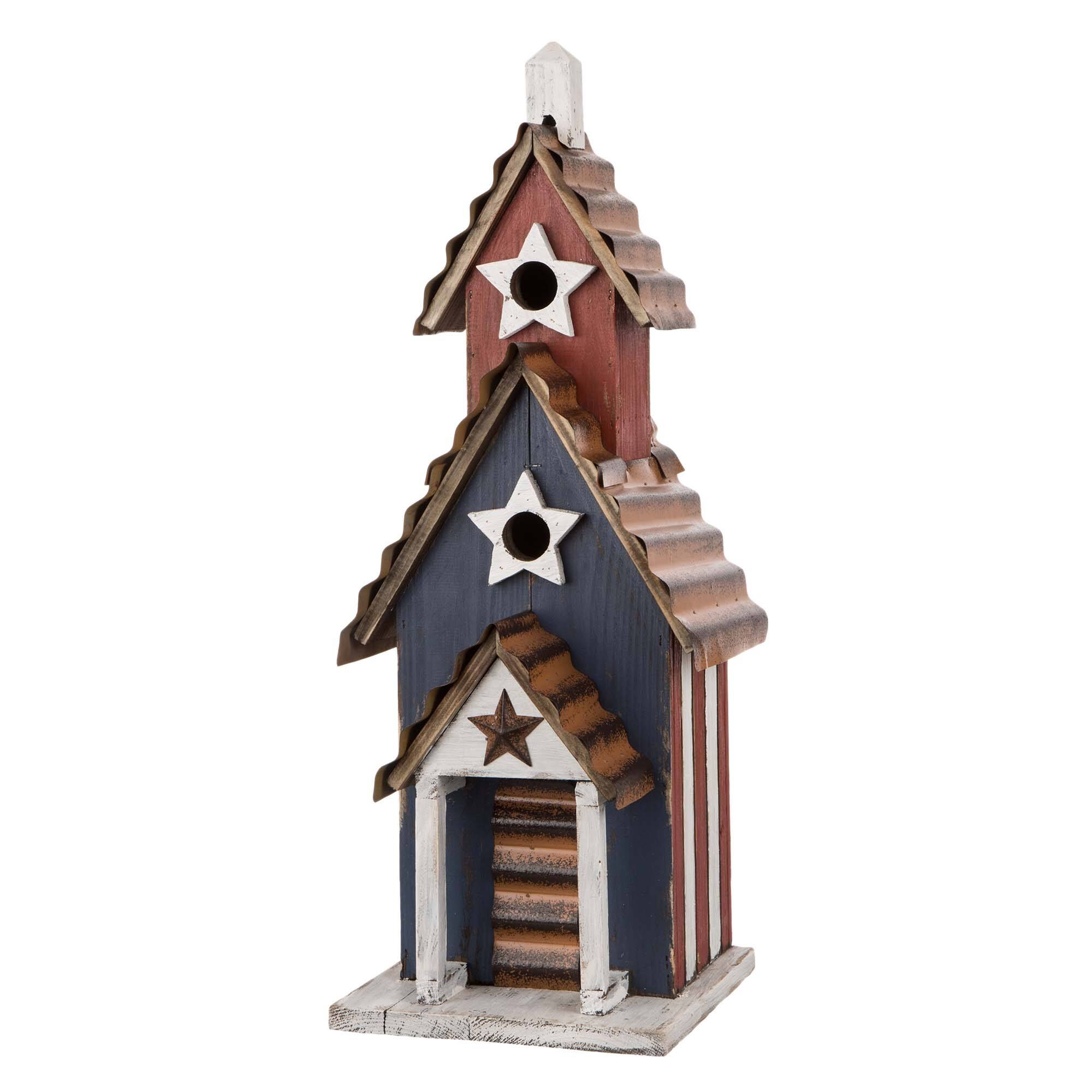 Glitzhome® 24" Rustic Wooden Patriotic Birdhouse Michaels