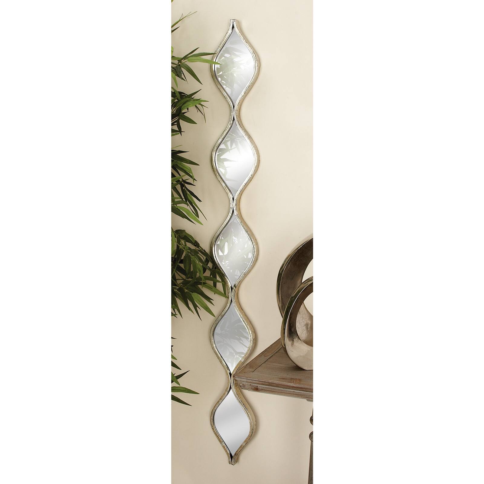 59&#x22; Silver Vintage Metal Wall Mirror