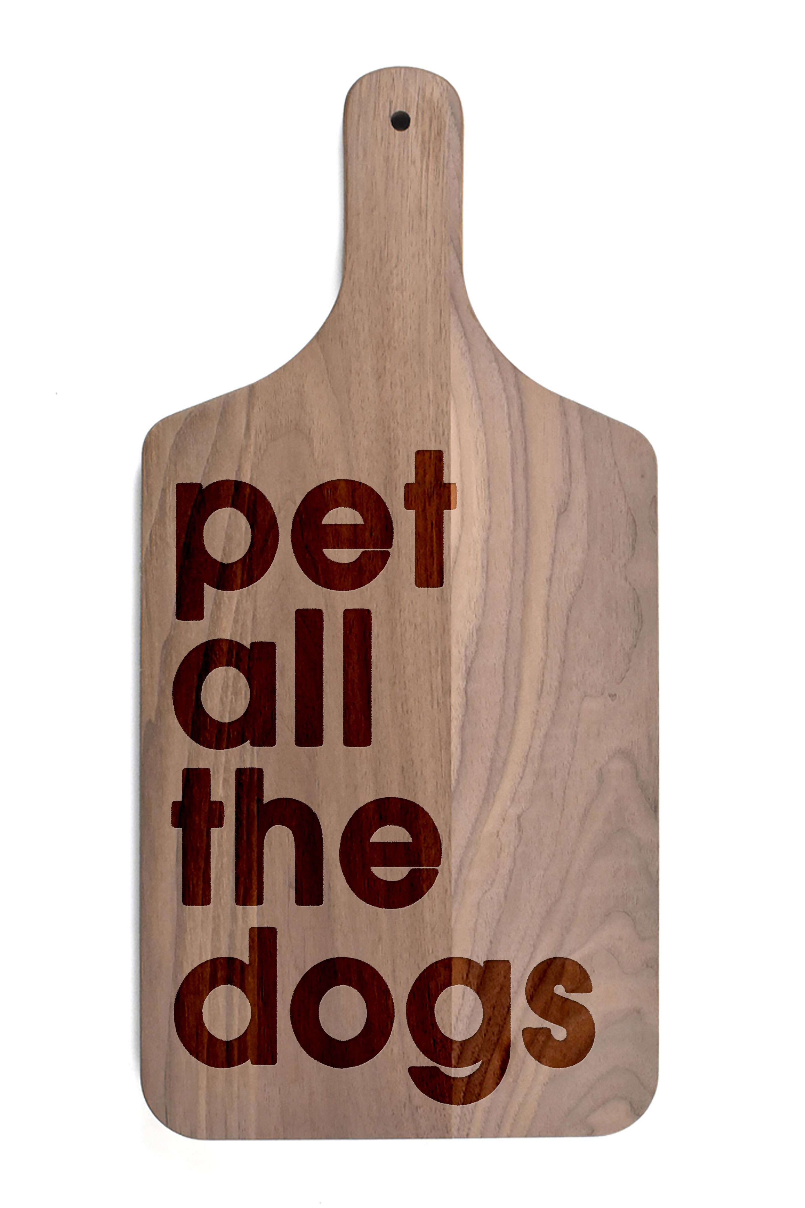 Pet All the Dogs 8" x 17" Walnut Paddle Cutting Board