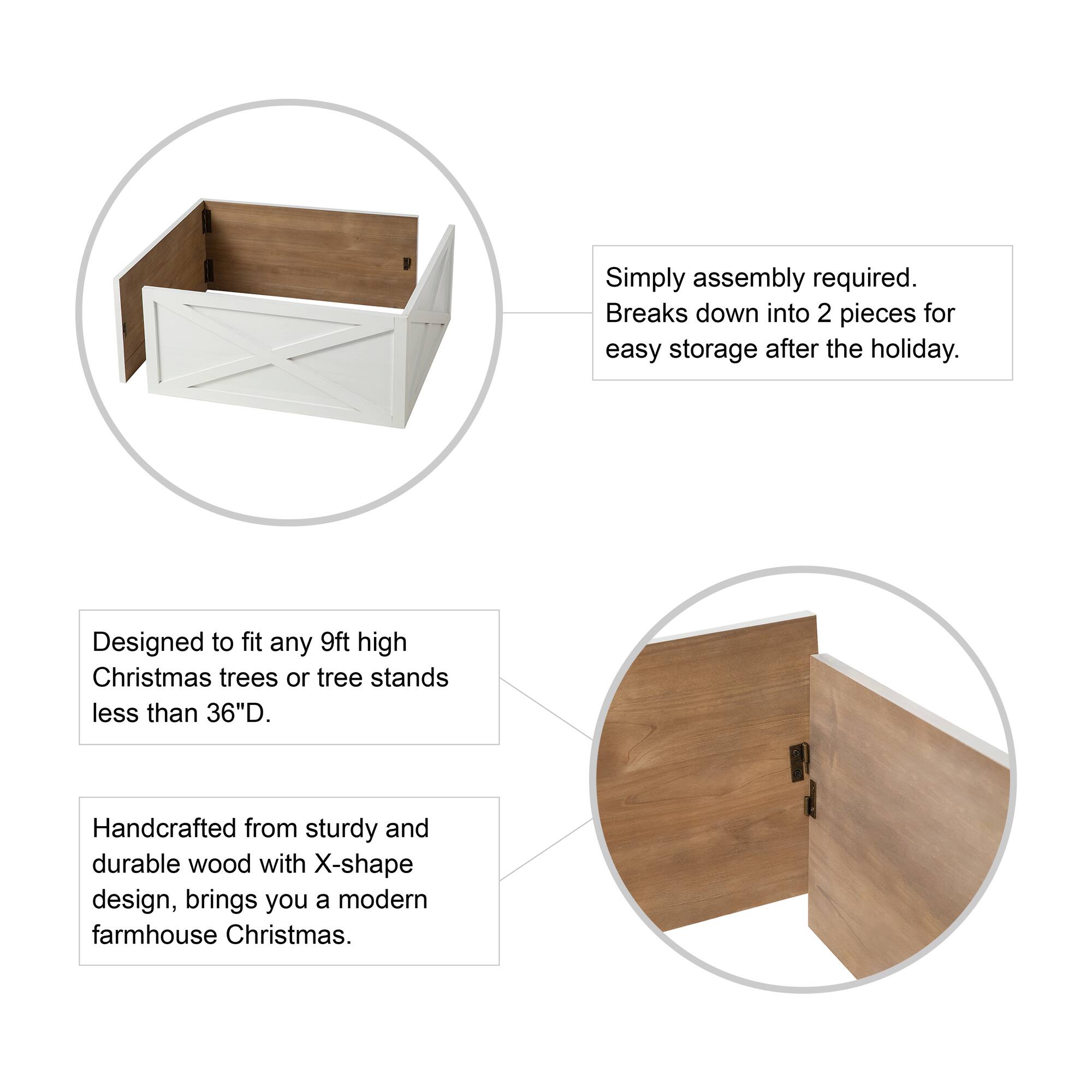 Glitzhome® Washed White Wood Tree Collar