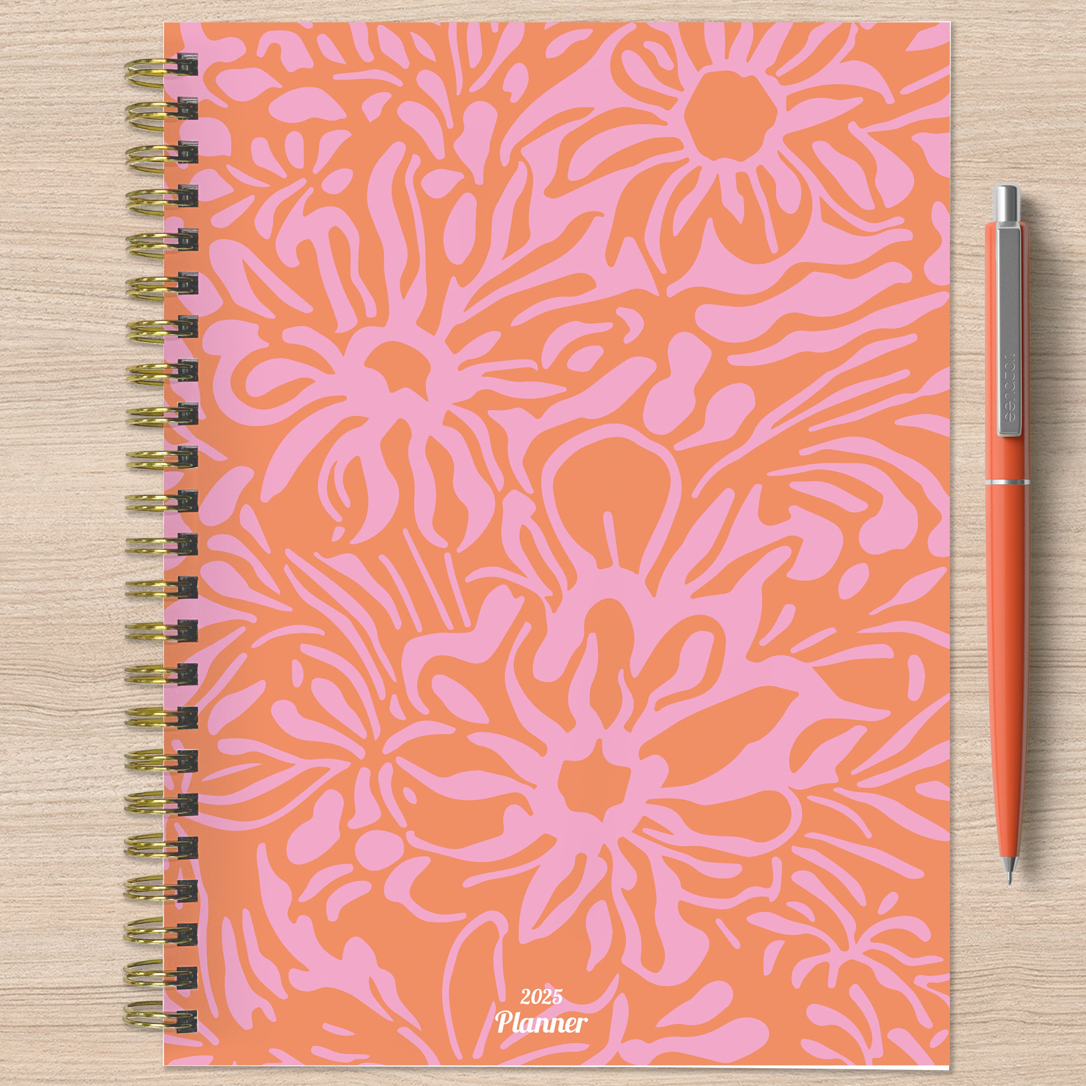 TF Publishing 2025 Medium Happy Hibiscus Weekly Monthly Spiral Planner