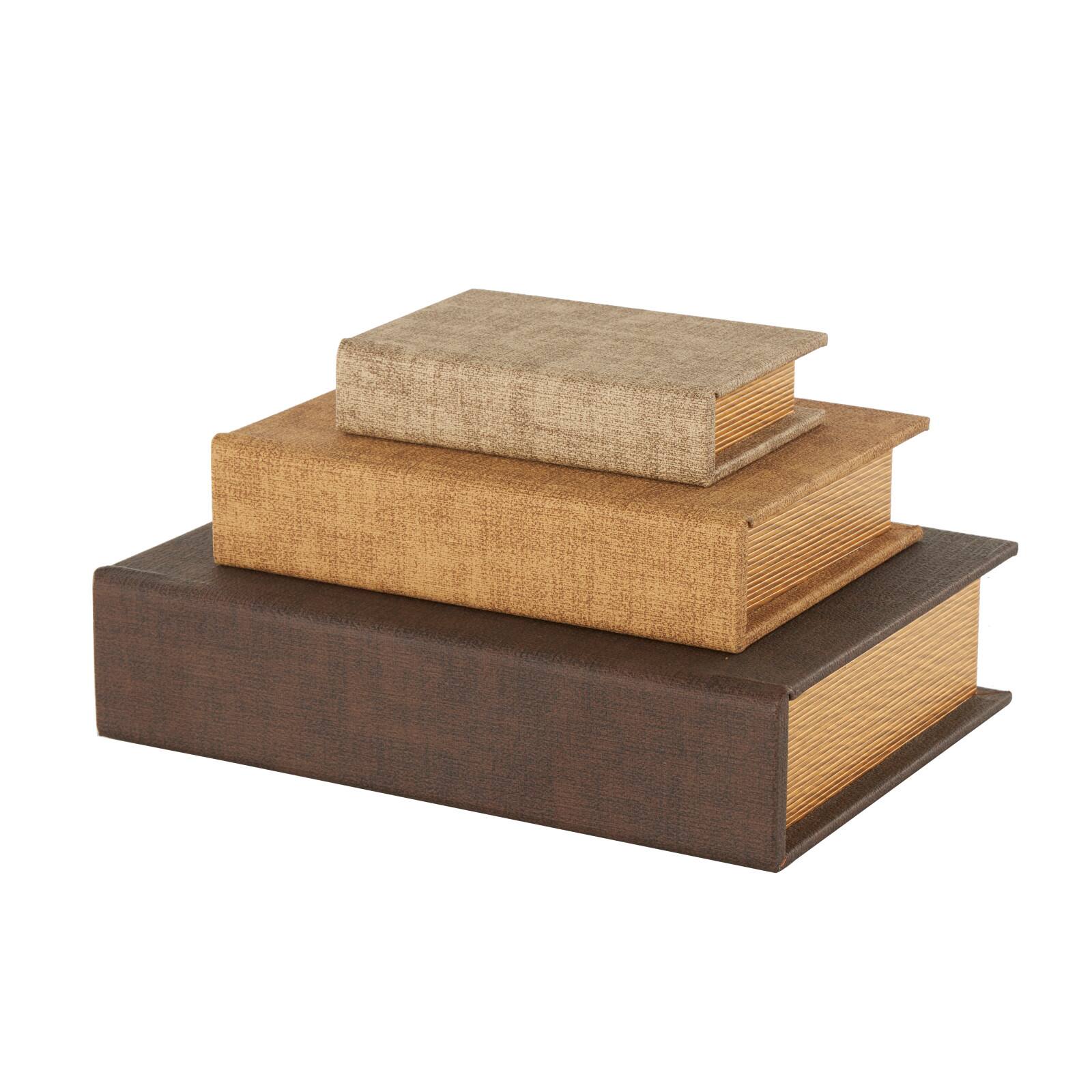 Multicolored Faux Leather Decorative Storage Book Boxes, 3ct.