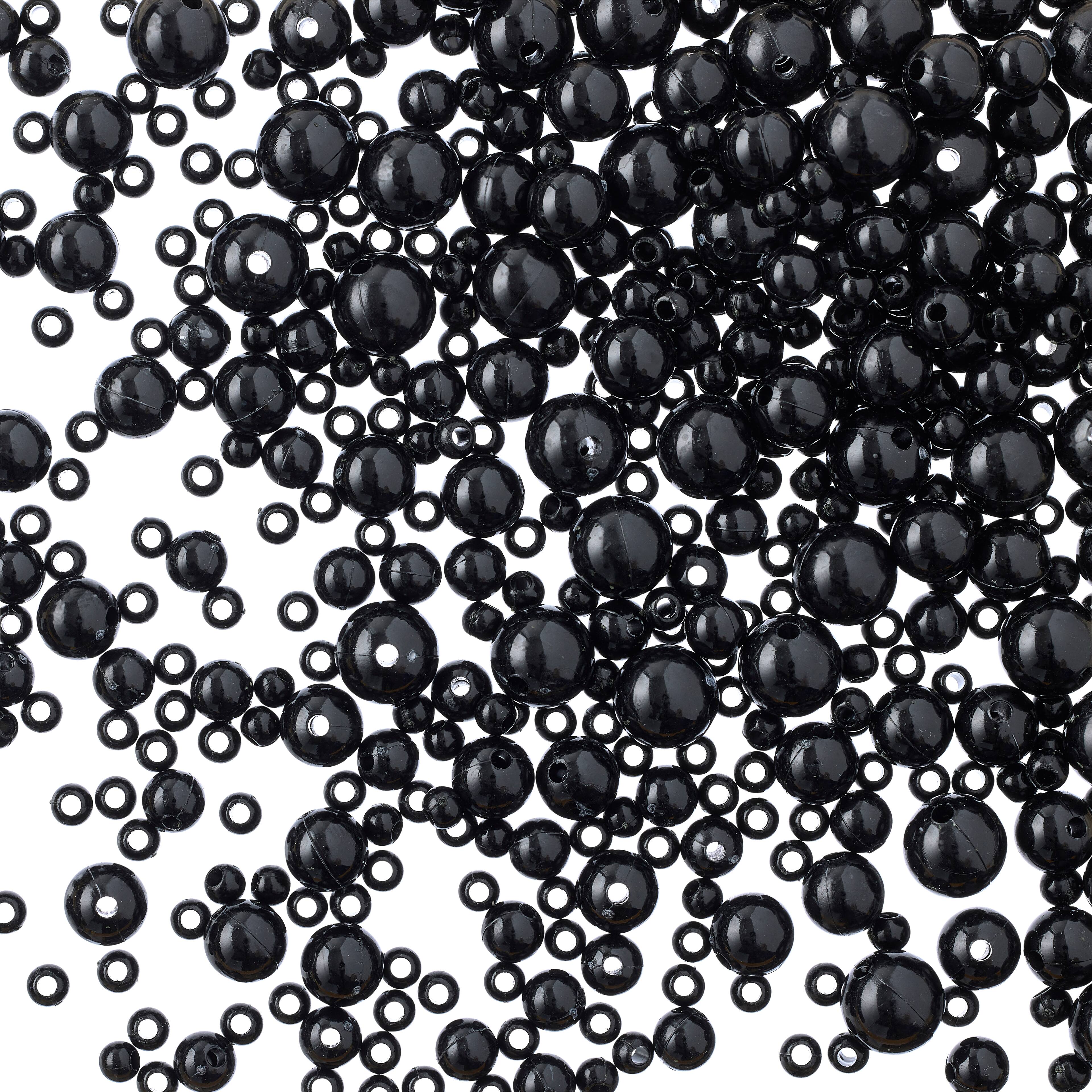 12 Pack: Jet Black Pearl Plastic Bead Mix by Bead Landing™