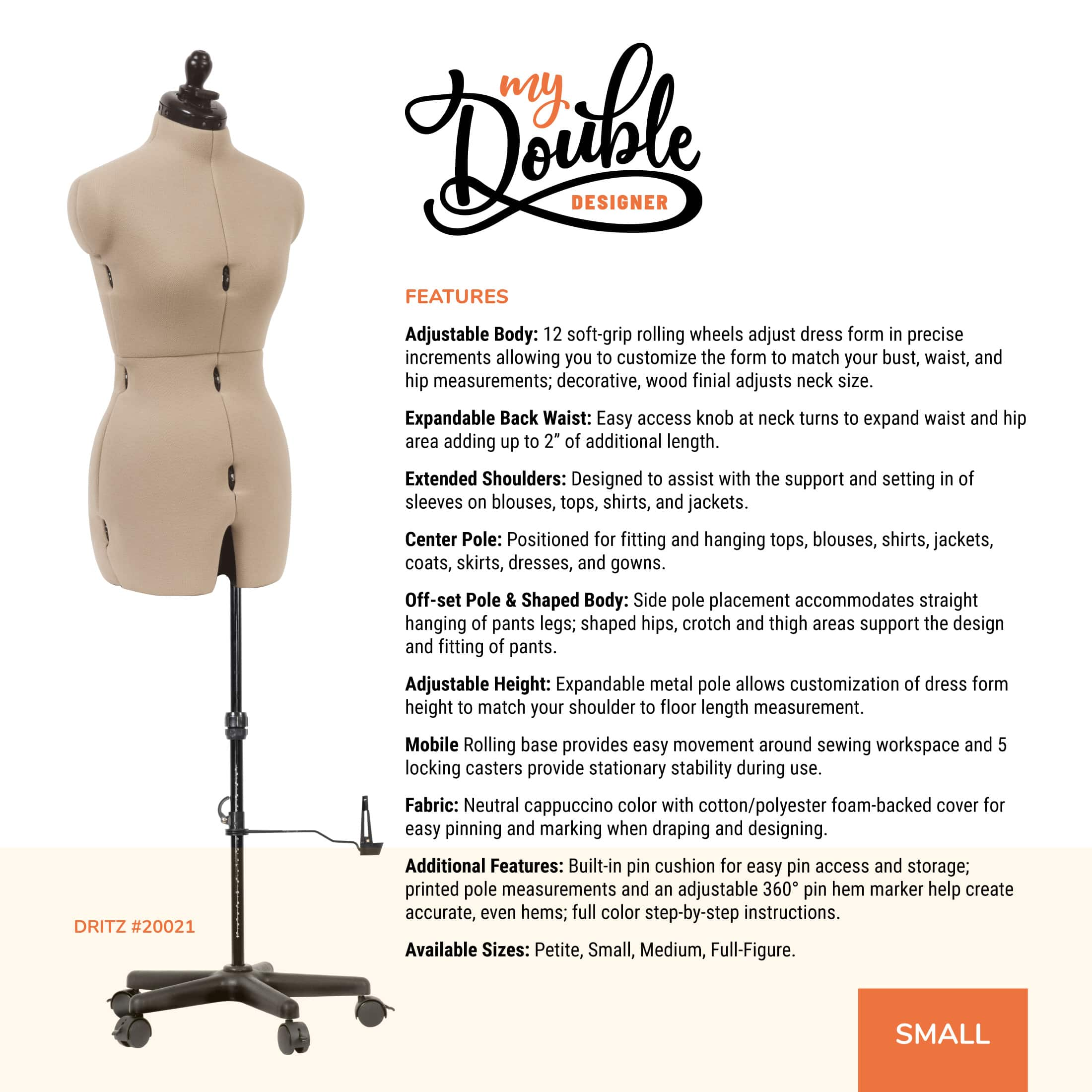 Dritz&#xAE; My Double Designer Small Dress Form with Adjustable Tri-Pod Stand