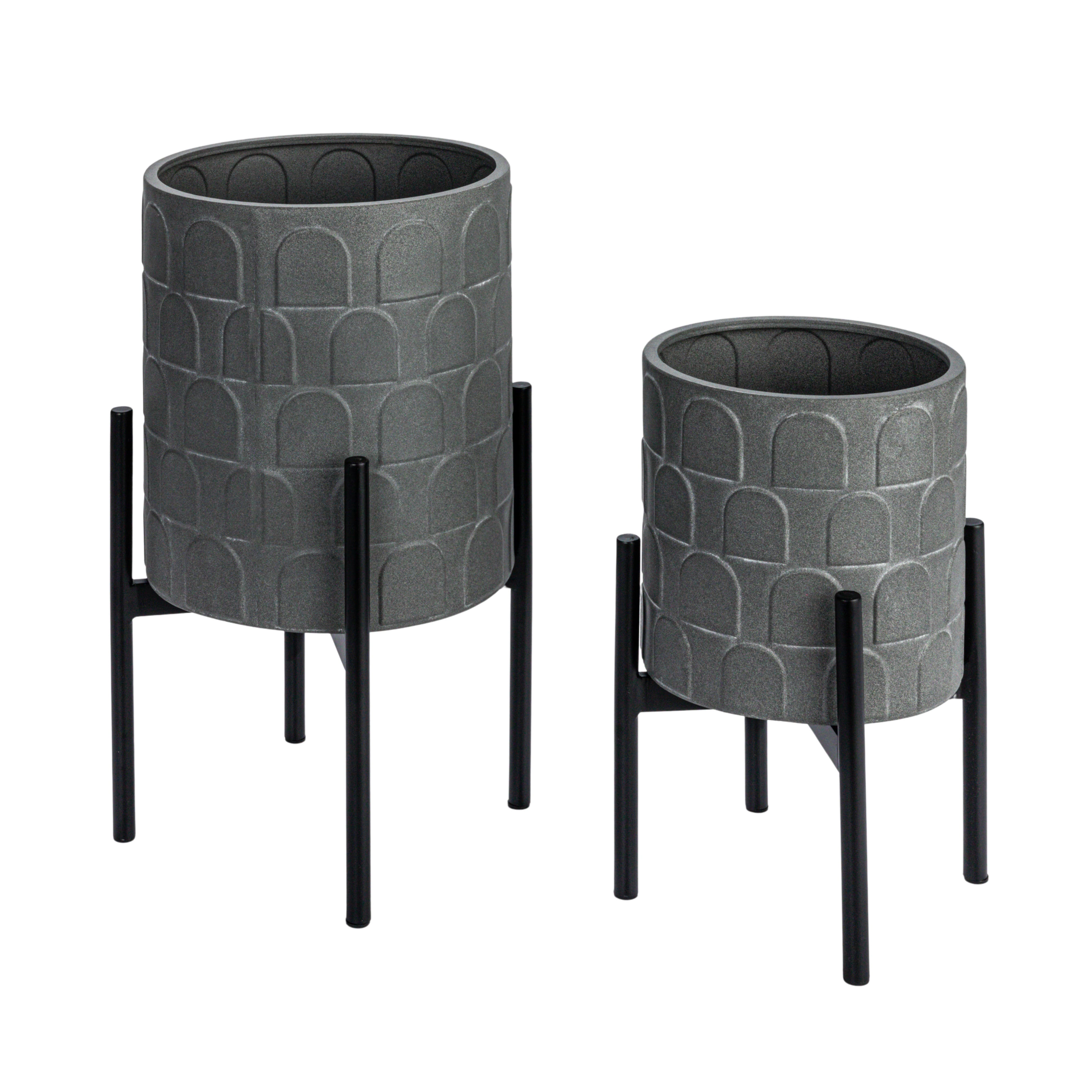 Hello Honey® Gray Metal Planter Set on Stands