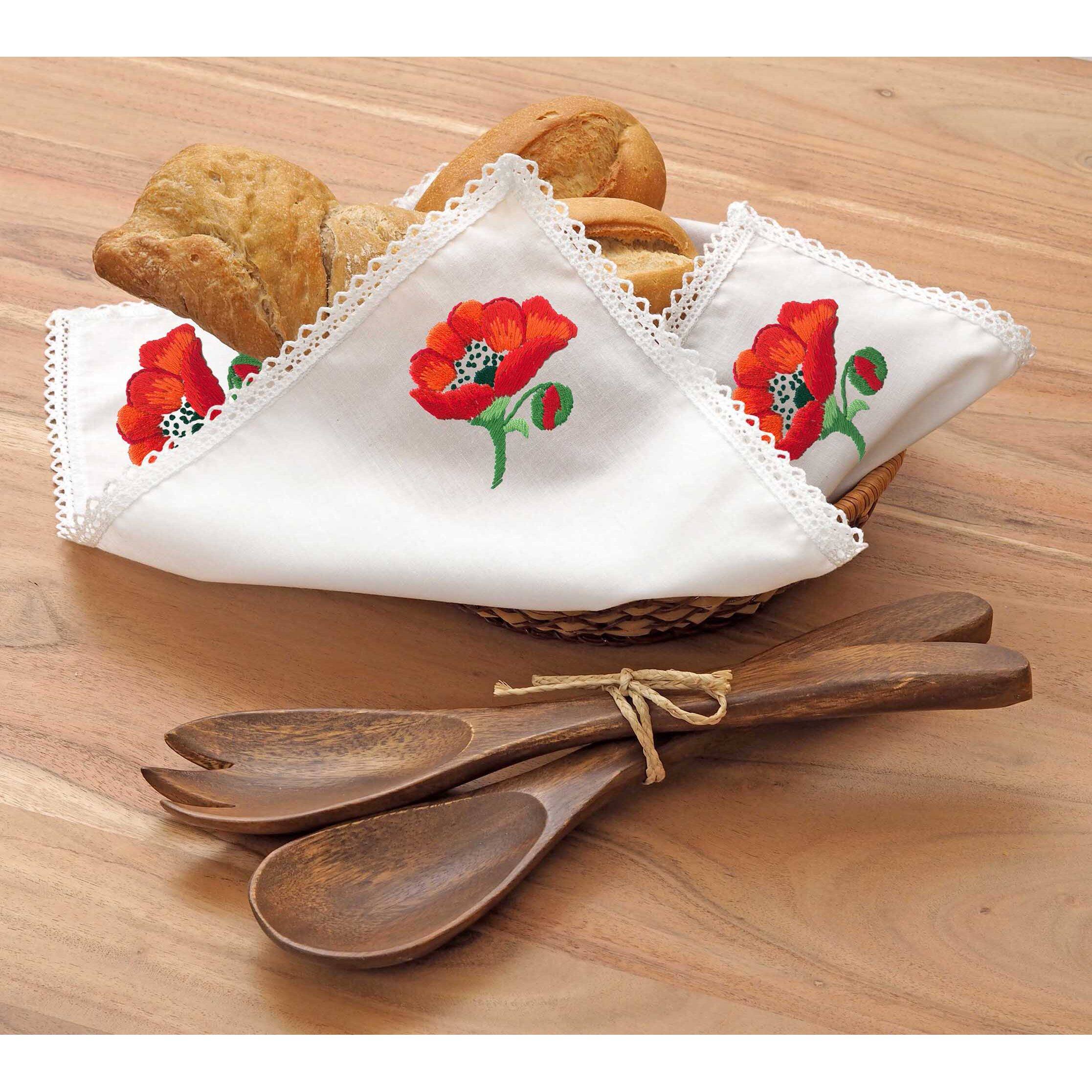 Leisure Arts&#xAE; Poppy Bread Basket Cloth Cover Stamped Embroidery Kit