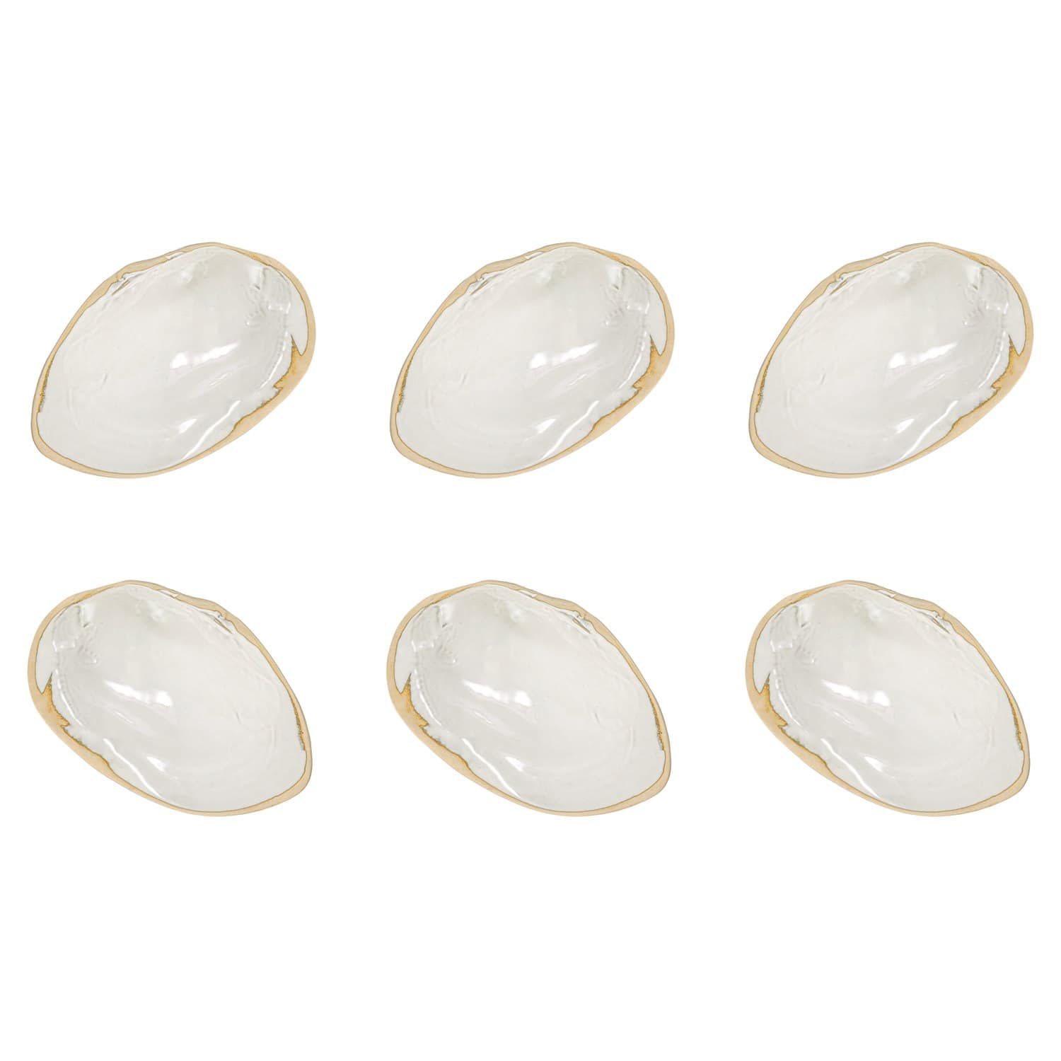 Hello Honey® 13" White Stoneware Shell Plates with Reactive Glaze, 6ct.
