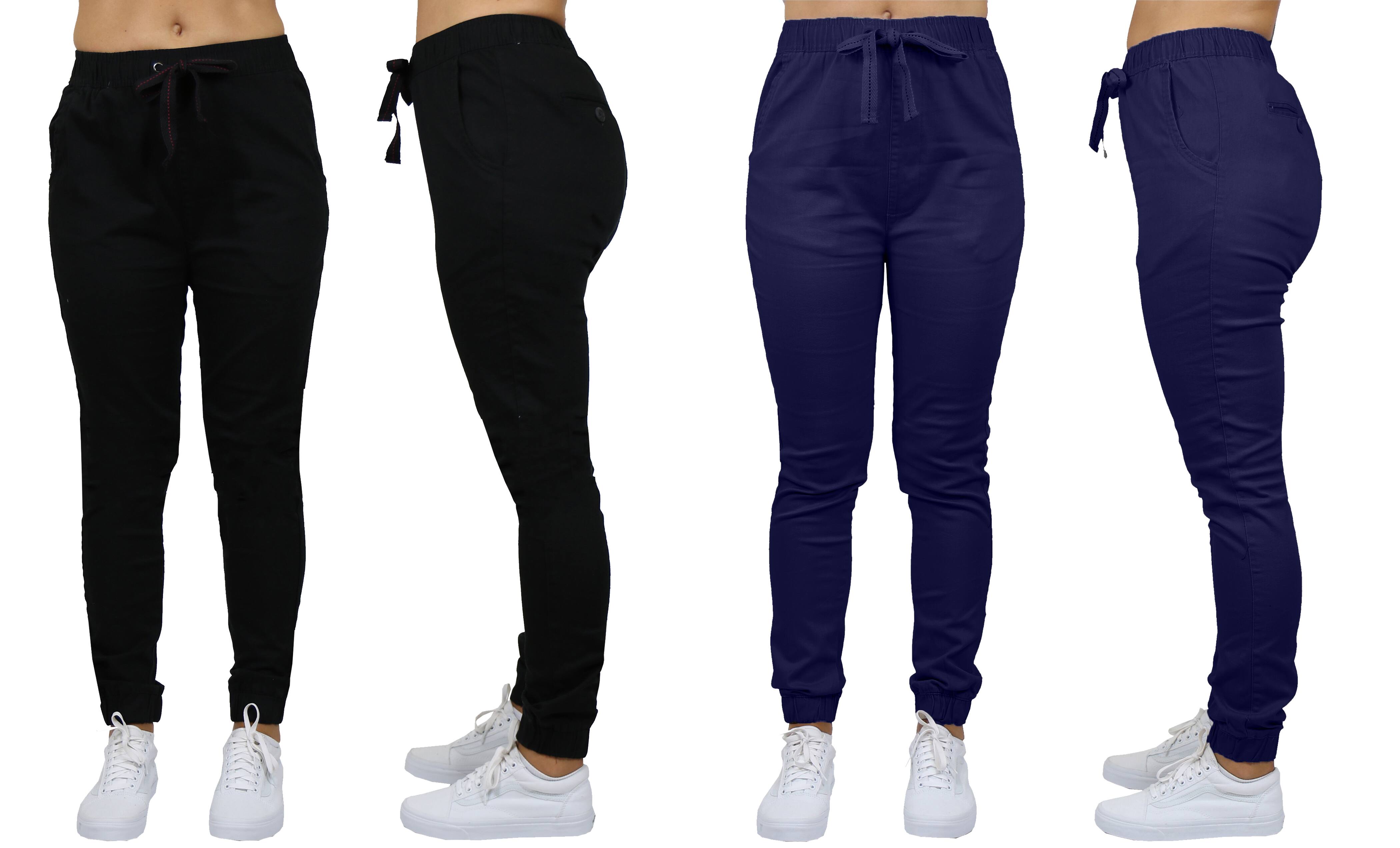 Galaxy By Harvic Loose Fit Stretch Twill Women's Joggers 2 Pack