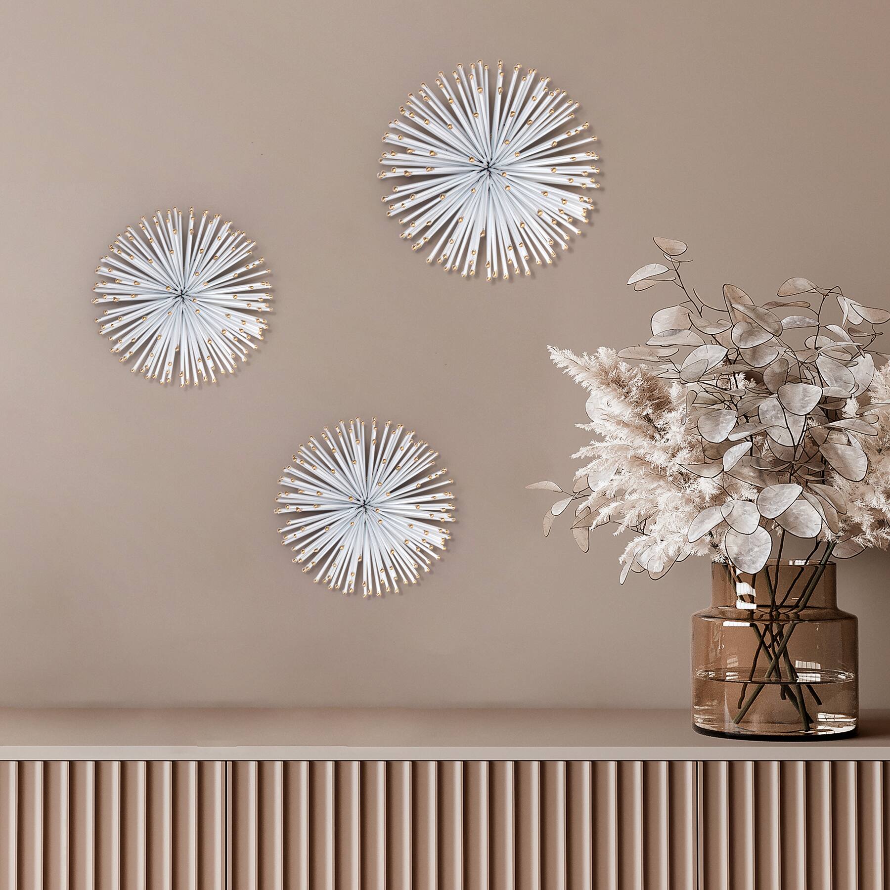 Habitat Decor White &#x26; Gold Starburst Metal Wall Art Set 
