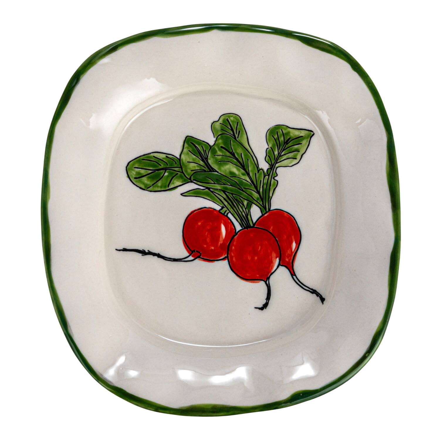 Hello Honey® 7.75" Vegetable & Herb Print Stoneware Plate Set