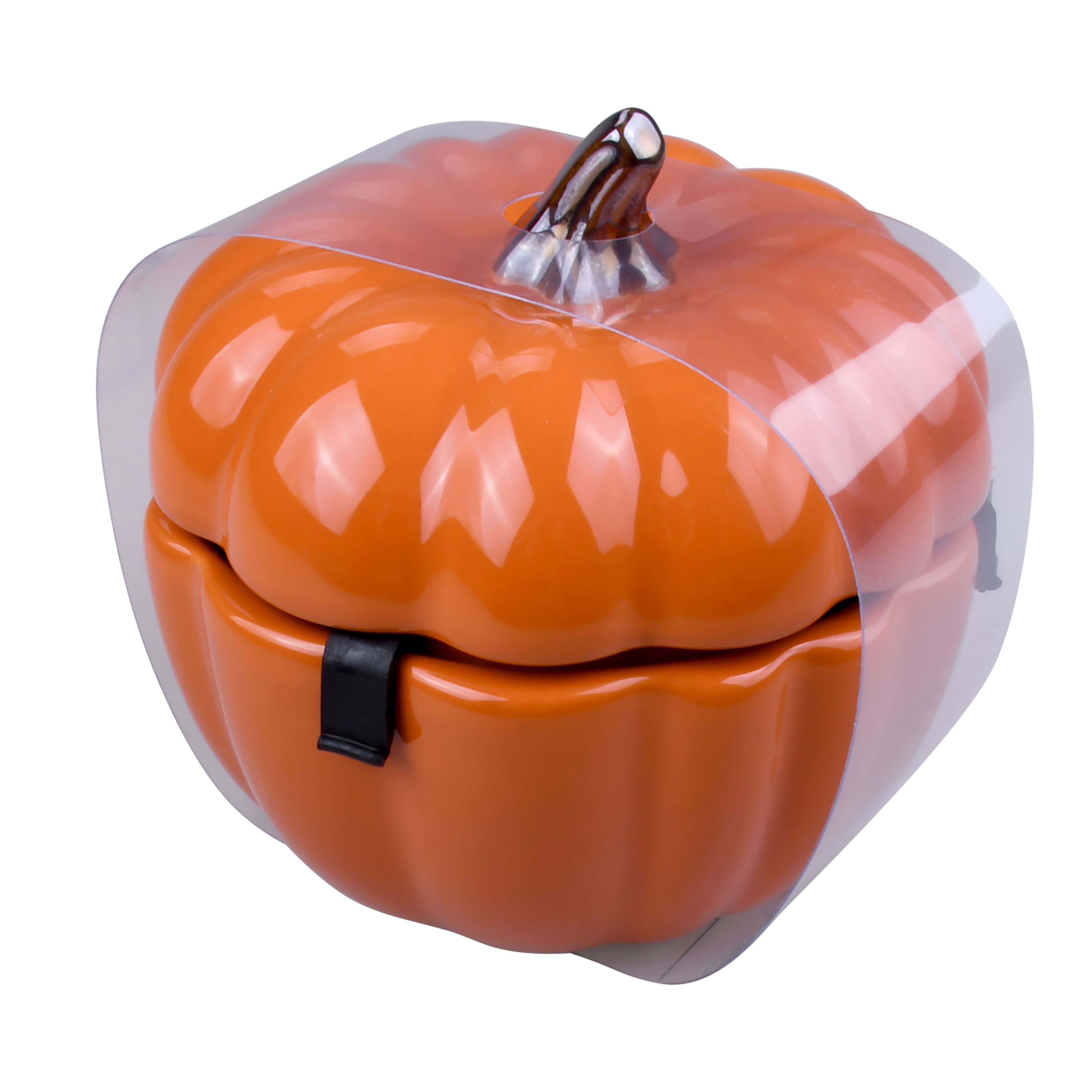 4.75&#x22; Orange Ceramic Pumpkin Cocotte by Makery&#x2122;