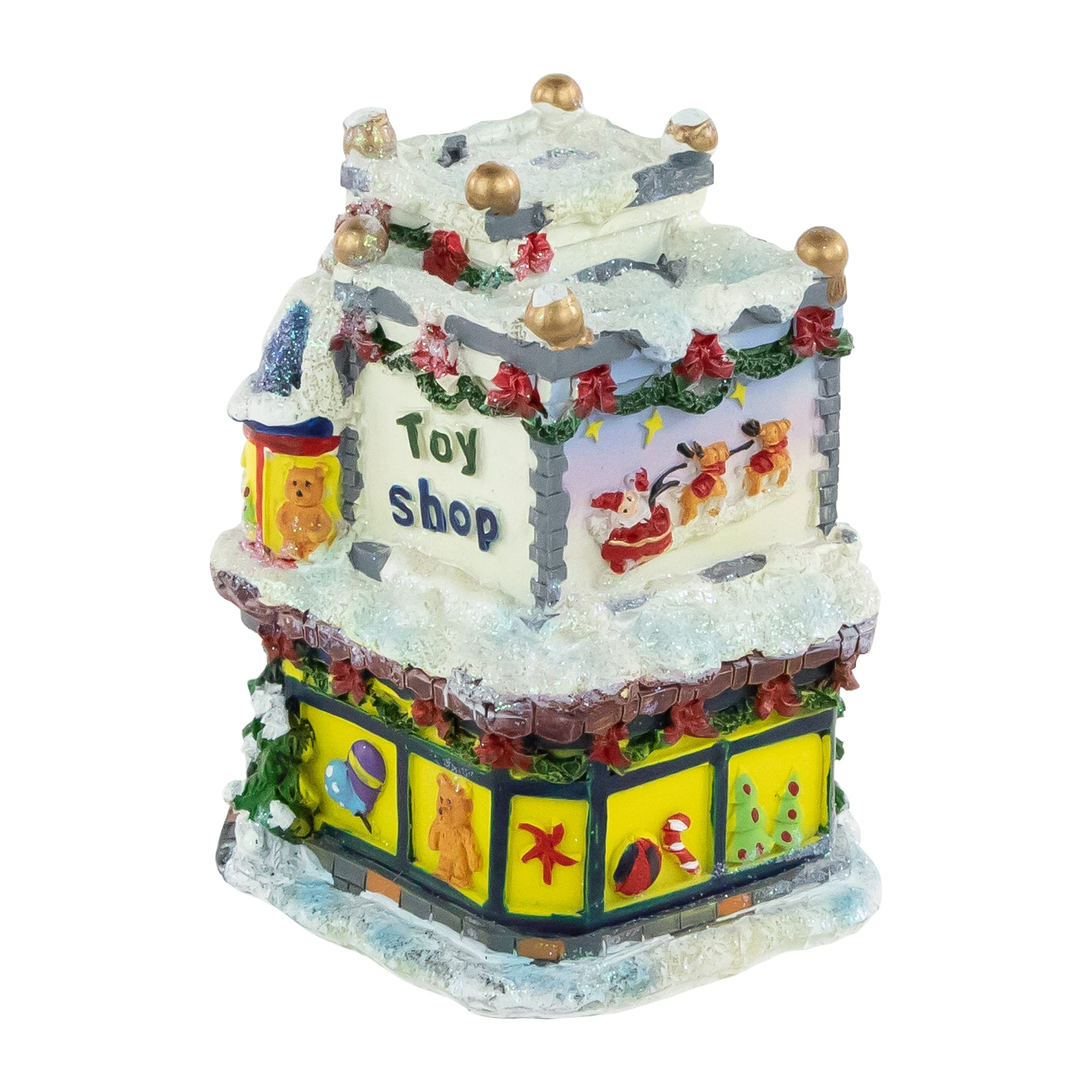 4&#x22; Glittered Snowy Toy Shop Christmas Village Building
