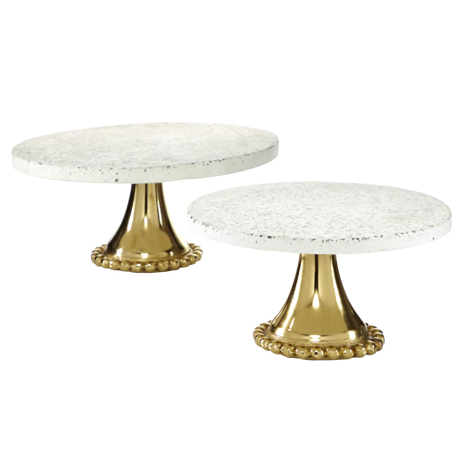 Set of 2 Gold Stoneware Natural Cake Stand, 12", 10"