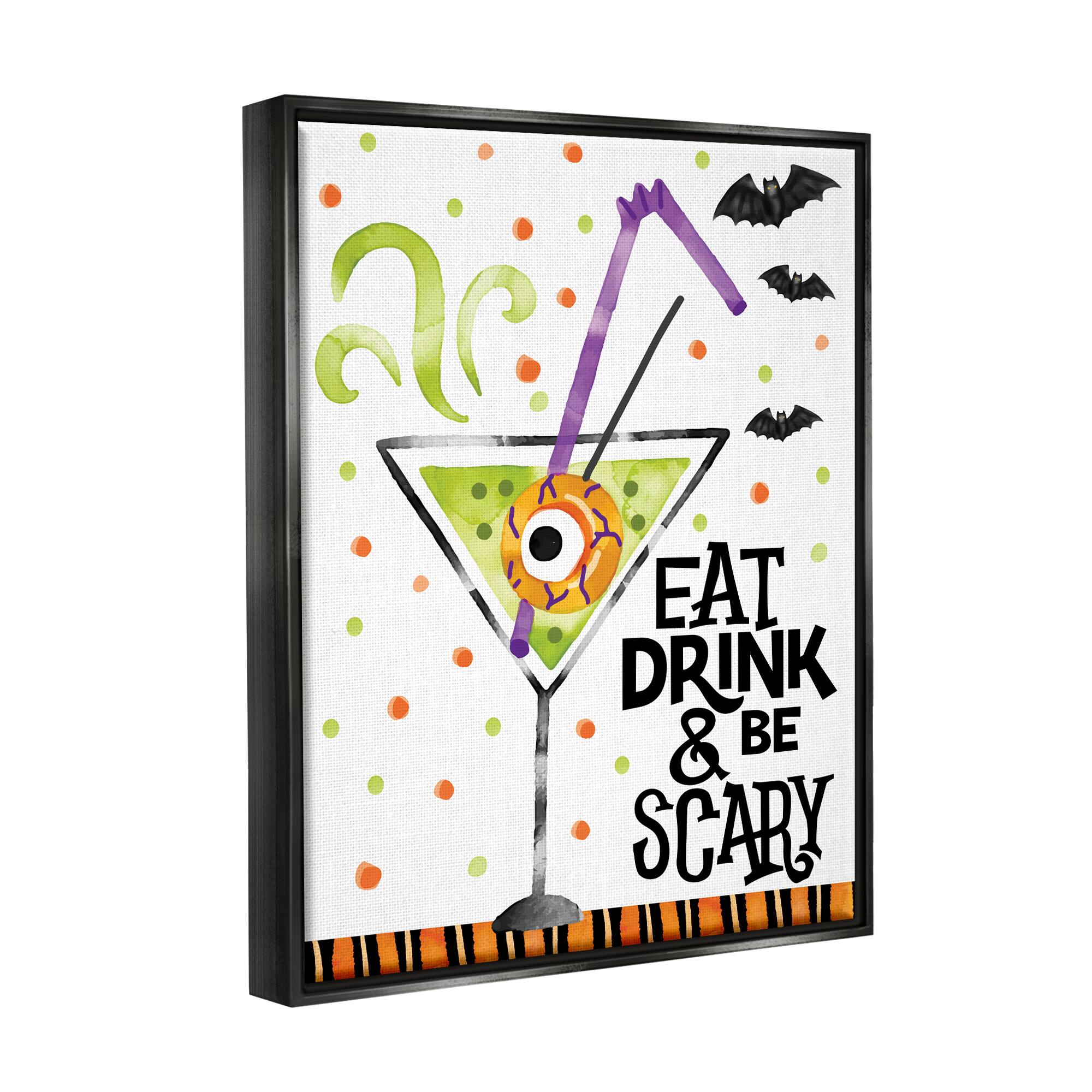 Stupell Industries Eat Drink & Be Scary Halloween Framed Floater Canvas Wall Art