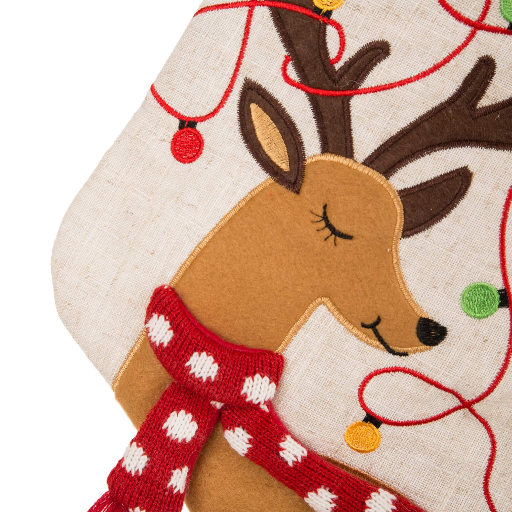 Glitzhome&#xAE; LED Reindeer Stockings &#x26; Tree Skirt Set