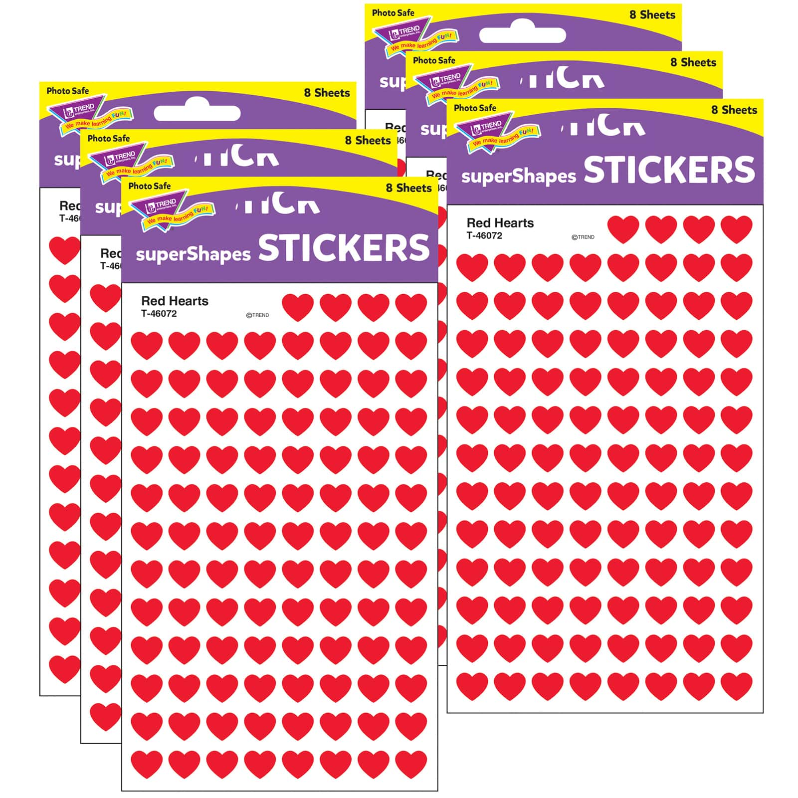 Trend Enterprises® superShapes Red Hearts Stickers, 6 Packs of 800ct.