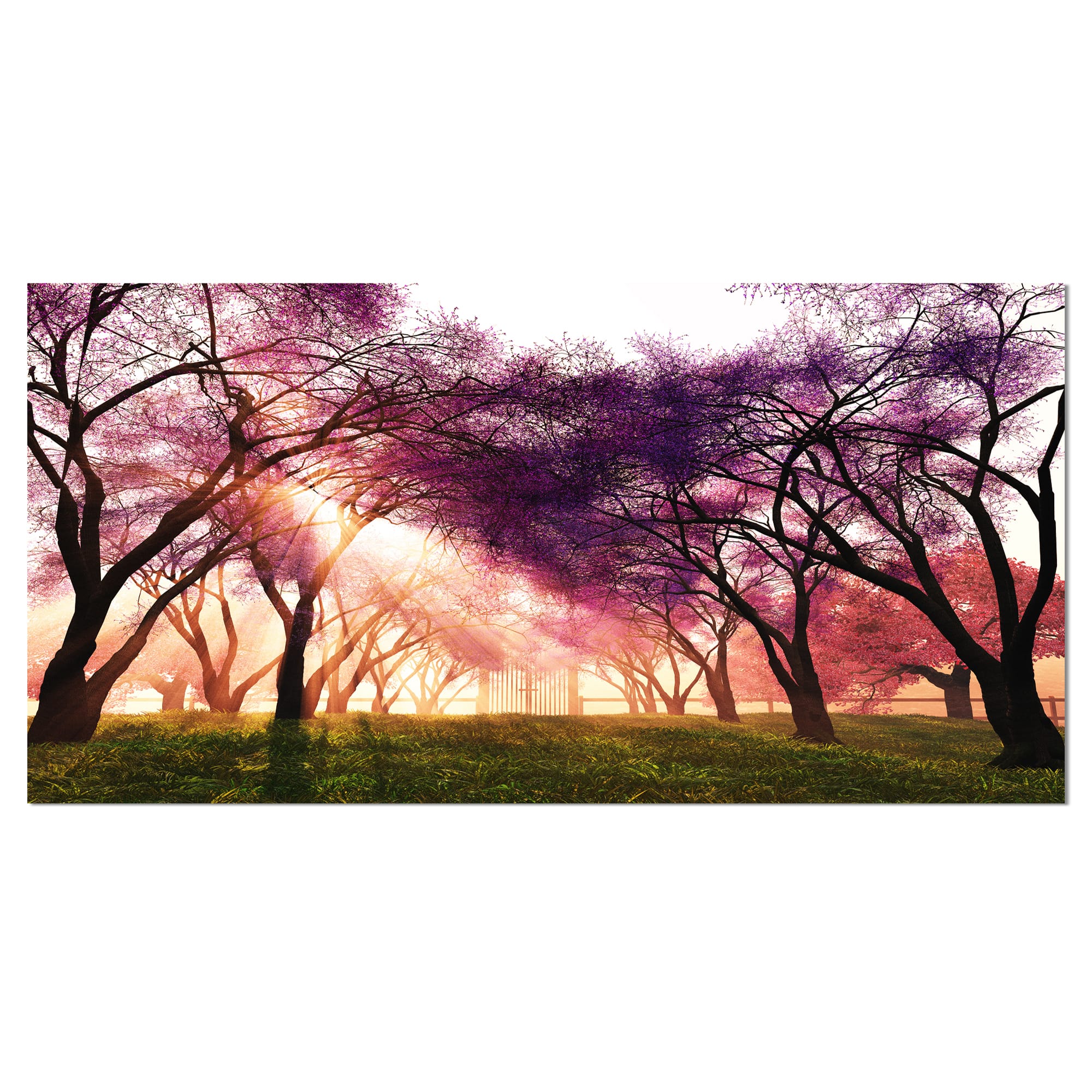 Designart - Cherry Blossoms Japan Garden - Landscape Canvas Art Print