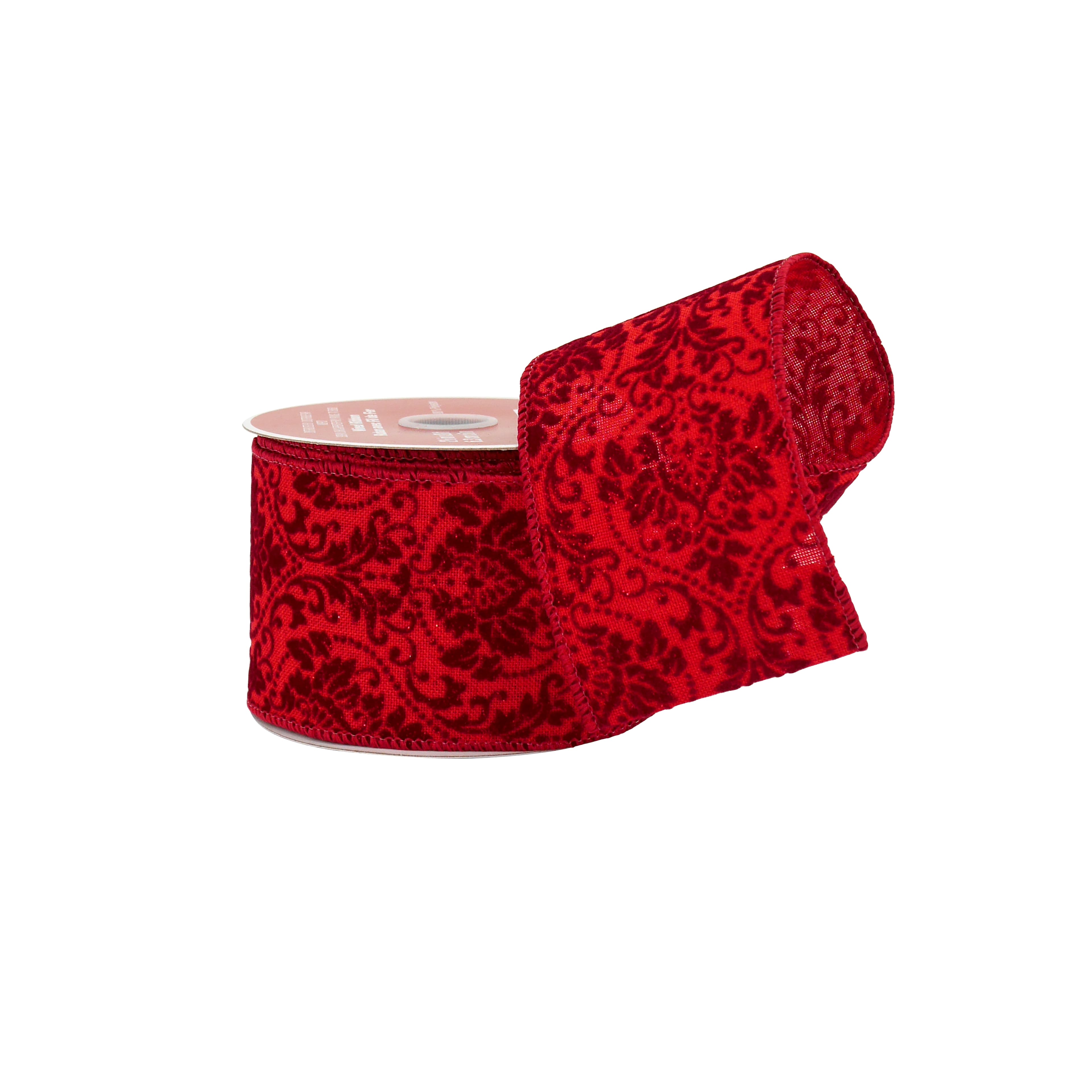 2.5&#x22; x 20ft. Burgundy Damask Wired Ribbon by Celebrate It&#xAE;