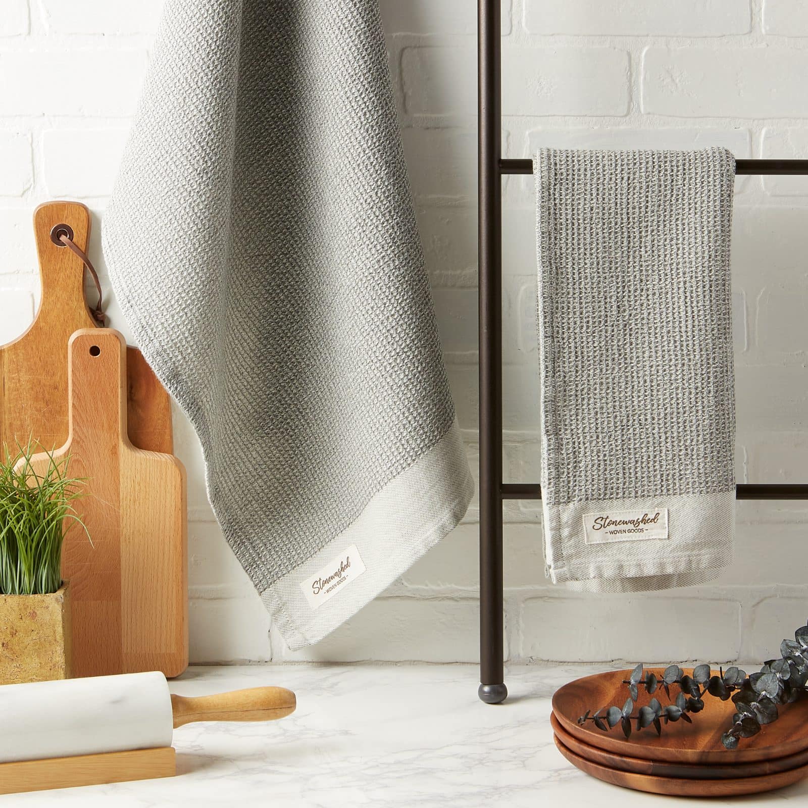 DII® Wild Dove Washed Waffle Woven Dishtowel, 2ct.