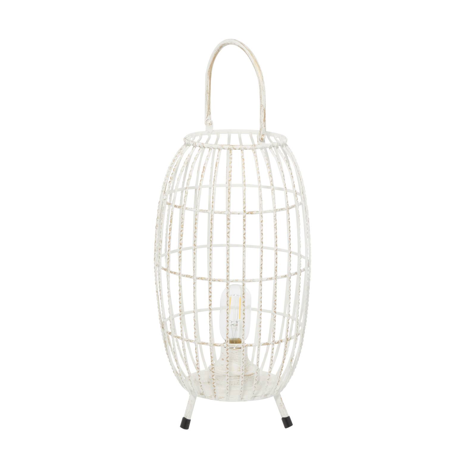 White Iron Modern Candle Holder Lantern, 16&#x22; x 9&#x22; x 9&#x22;
